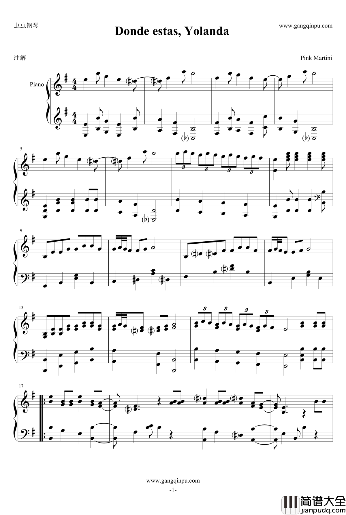 Donde_estas,Yolanda钢琴谱_神探夏洛克