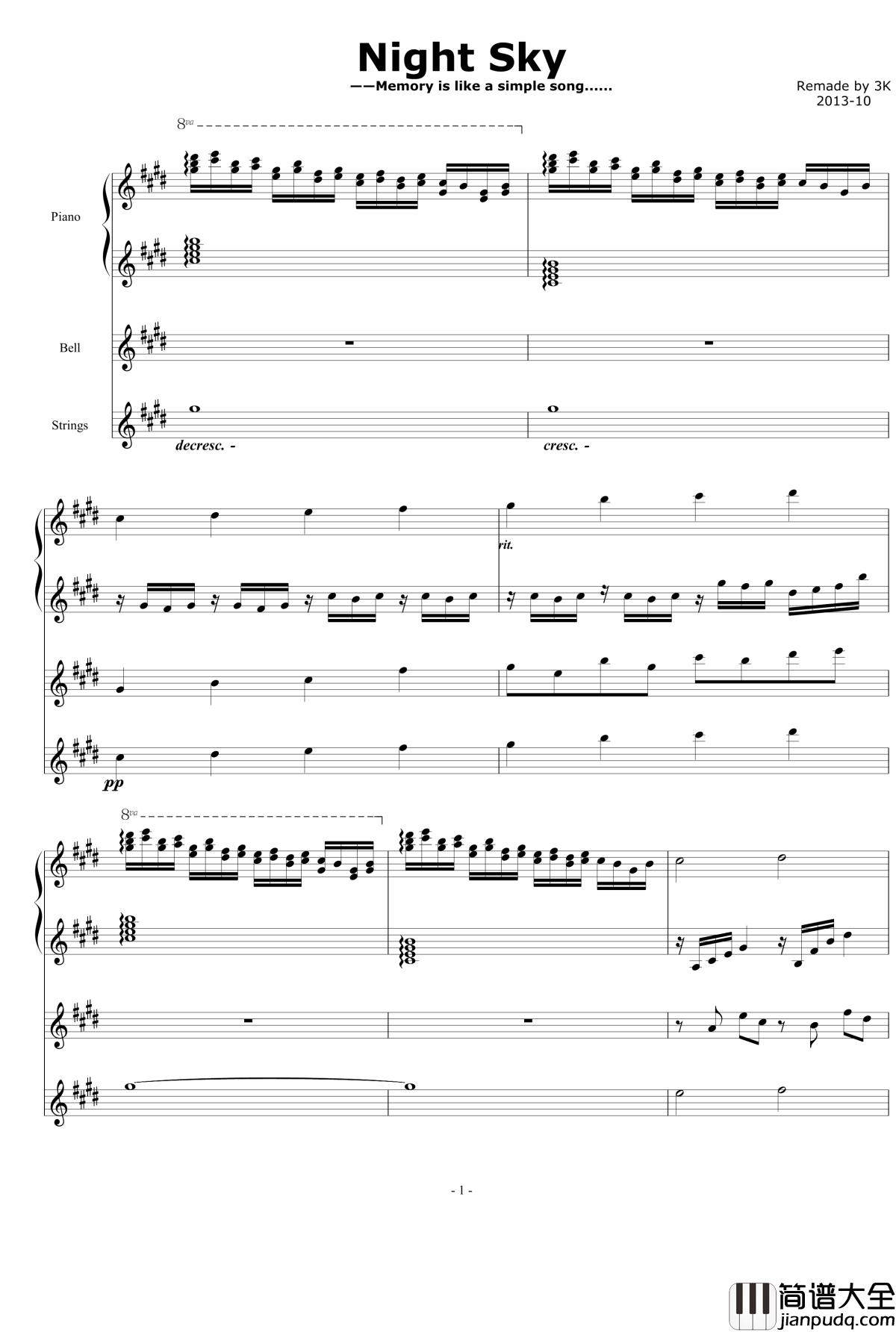 Night_Sky钢琴谱_2013_10_Remade_Ku.Klux.Klan