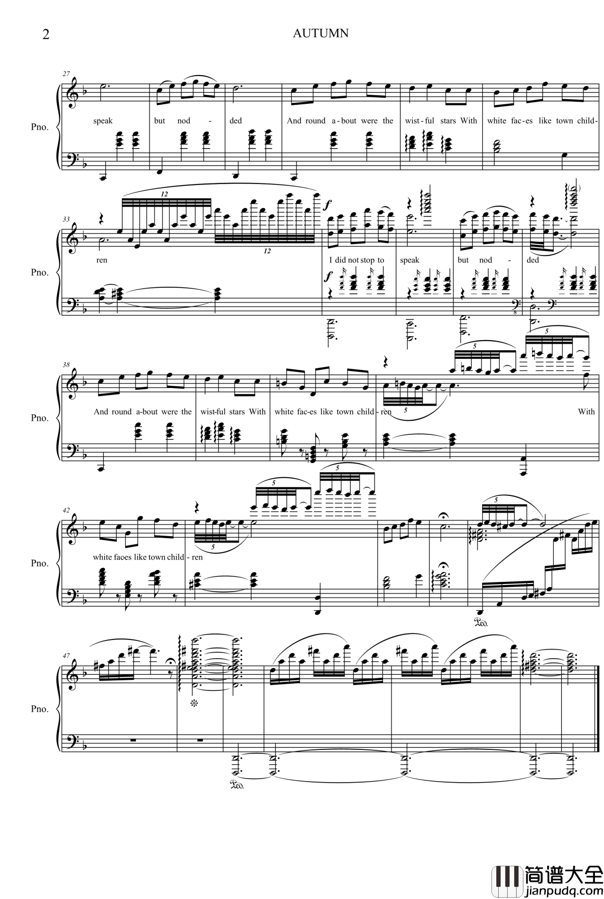 Autumn钢琴谱_项海波