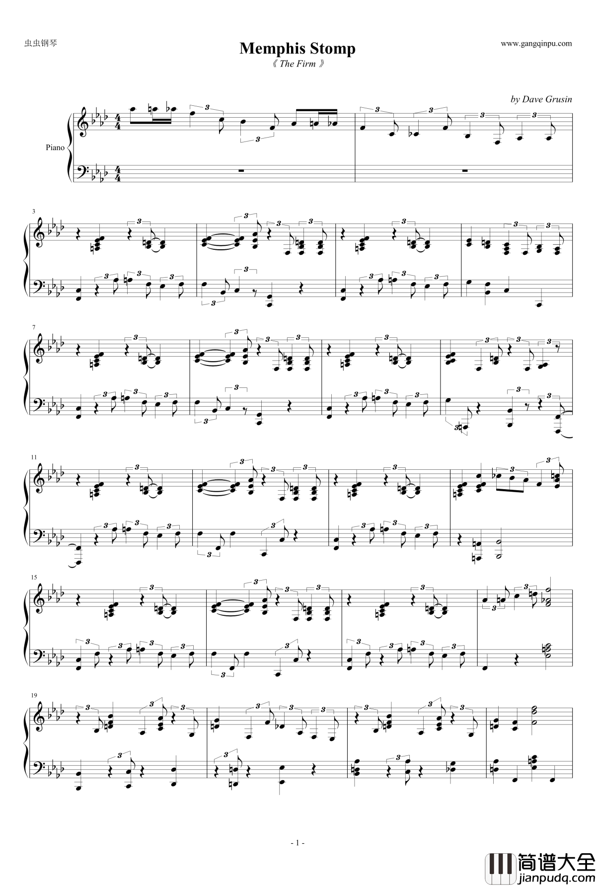 Memphis_Stomp钢琴谱_独奏_Dave_Grusin