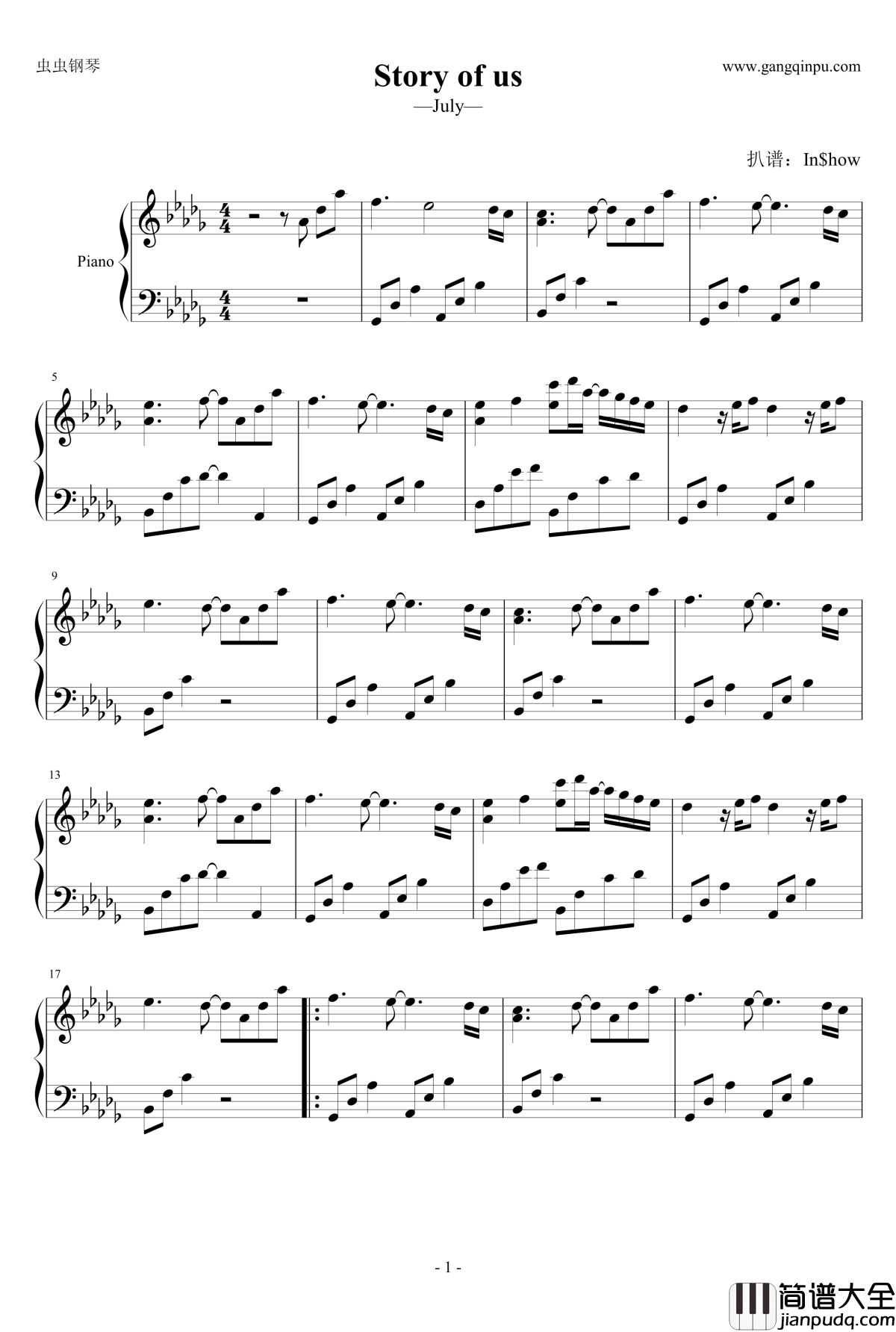 Story_of_us钢琴谱_July