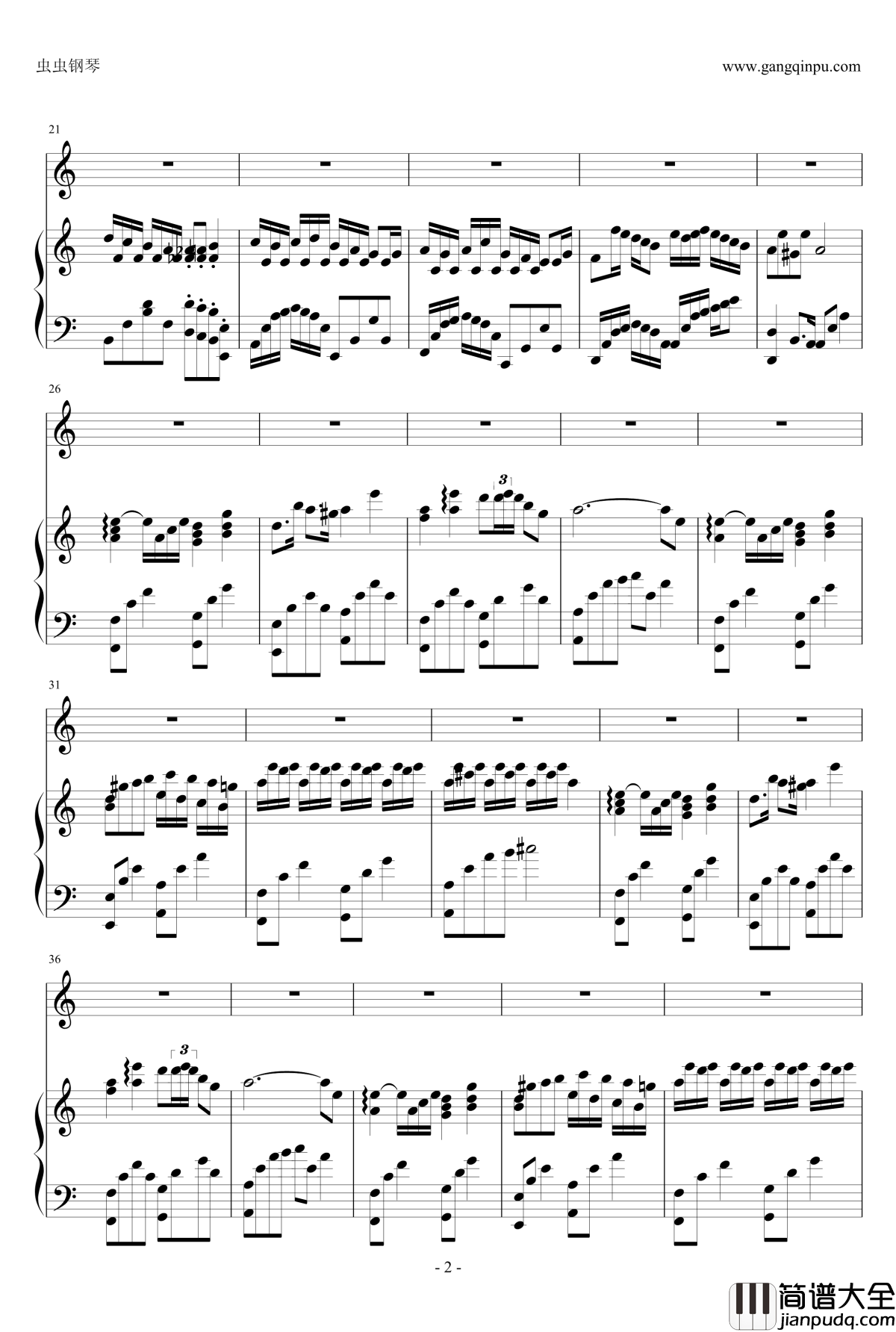 Flower_Dance钢琴谱_钢琴小提琴协奏_DJ_Okawari