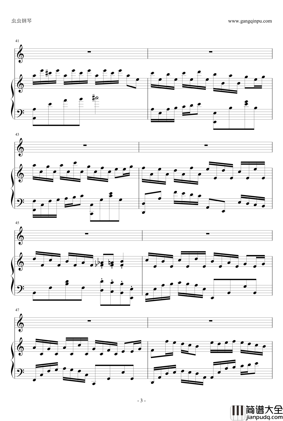 Flower_Dance钢琴谱_钢琴小提琴协奏_DJ_Okawari