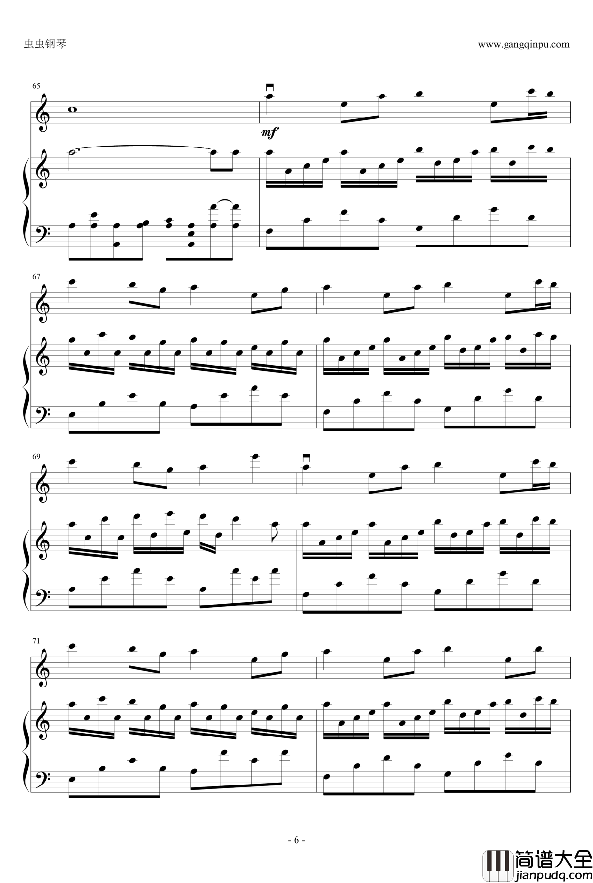 Flower_Dance钢琴谱_钢琴小提琴协奏_DJ_Okawari