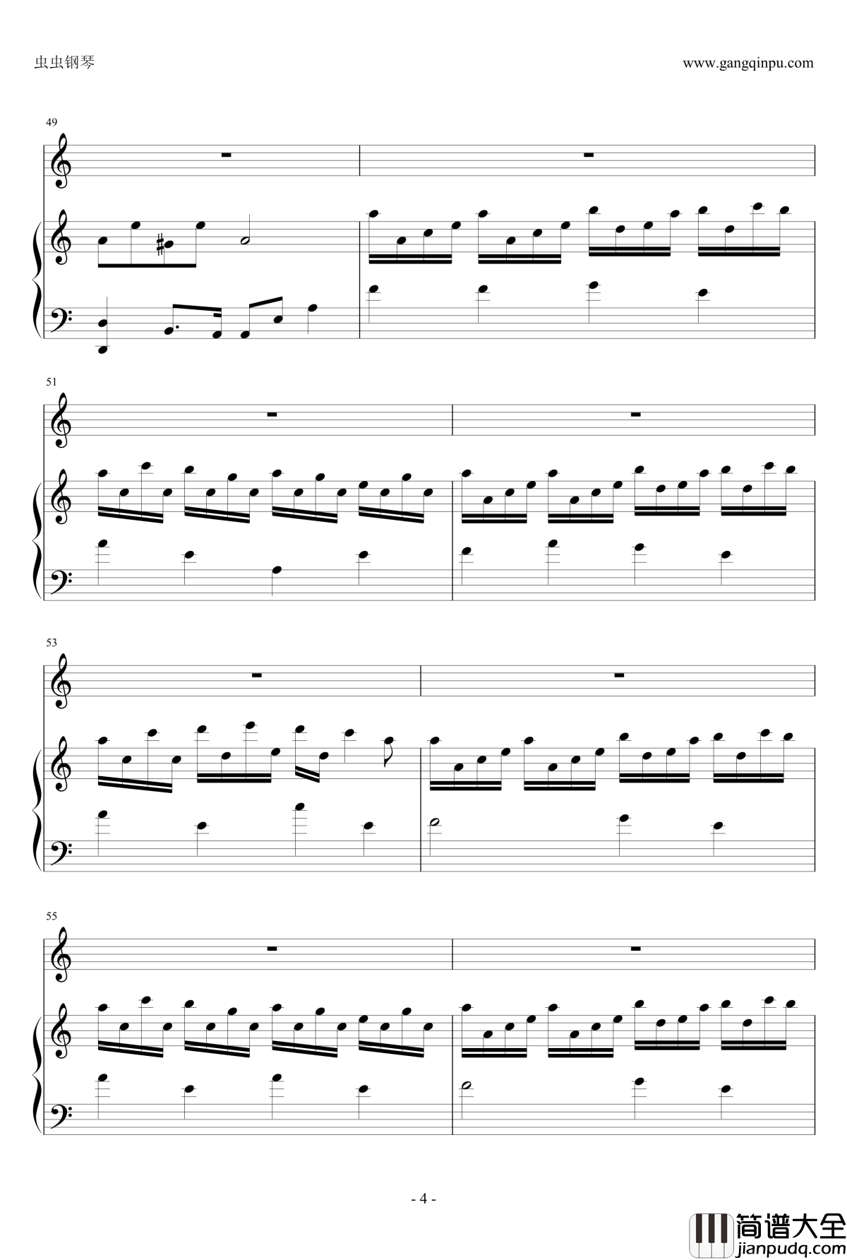 Flower_Dance钢琴谱_钢琴小提琴协奏_DJ_Okawari