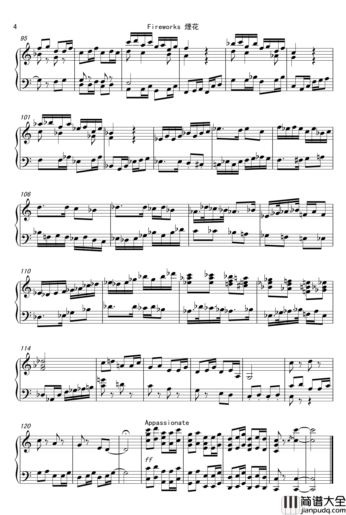 煙花钢琴谱_erachang