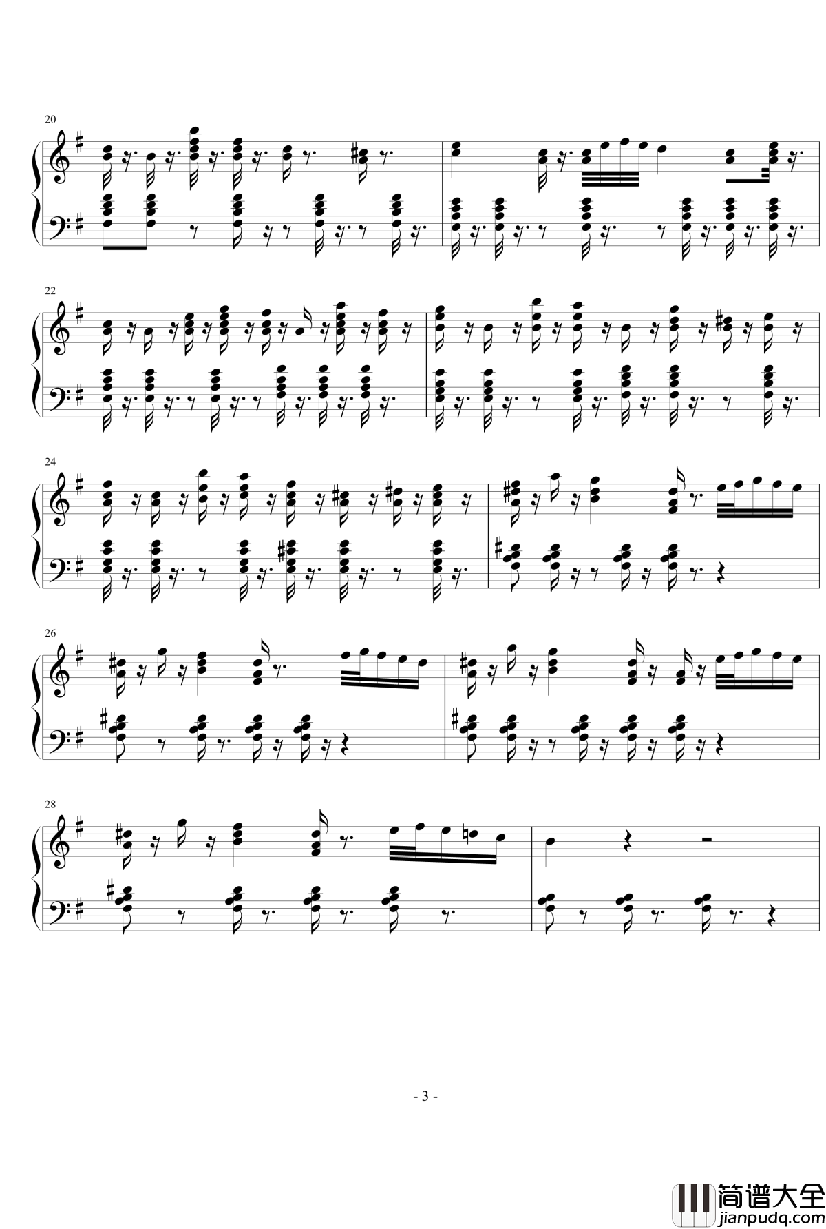 G大调潜水探戈钢琴谱_EdwardLeon