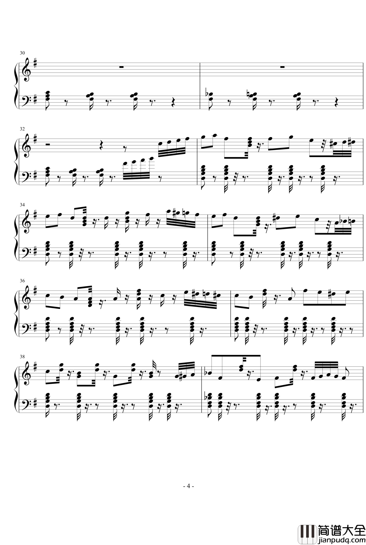 G大调潜水探戈钢琴谱_EdwardLeon