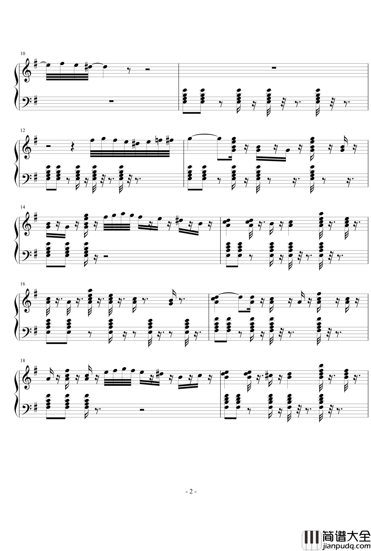 G大调潜水探戈钢琴谱_EdwardLeon