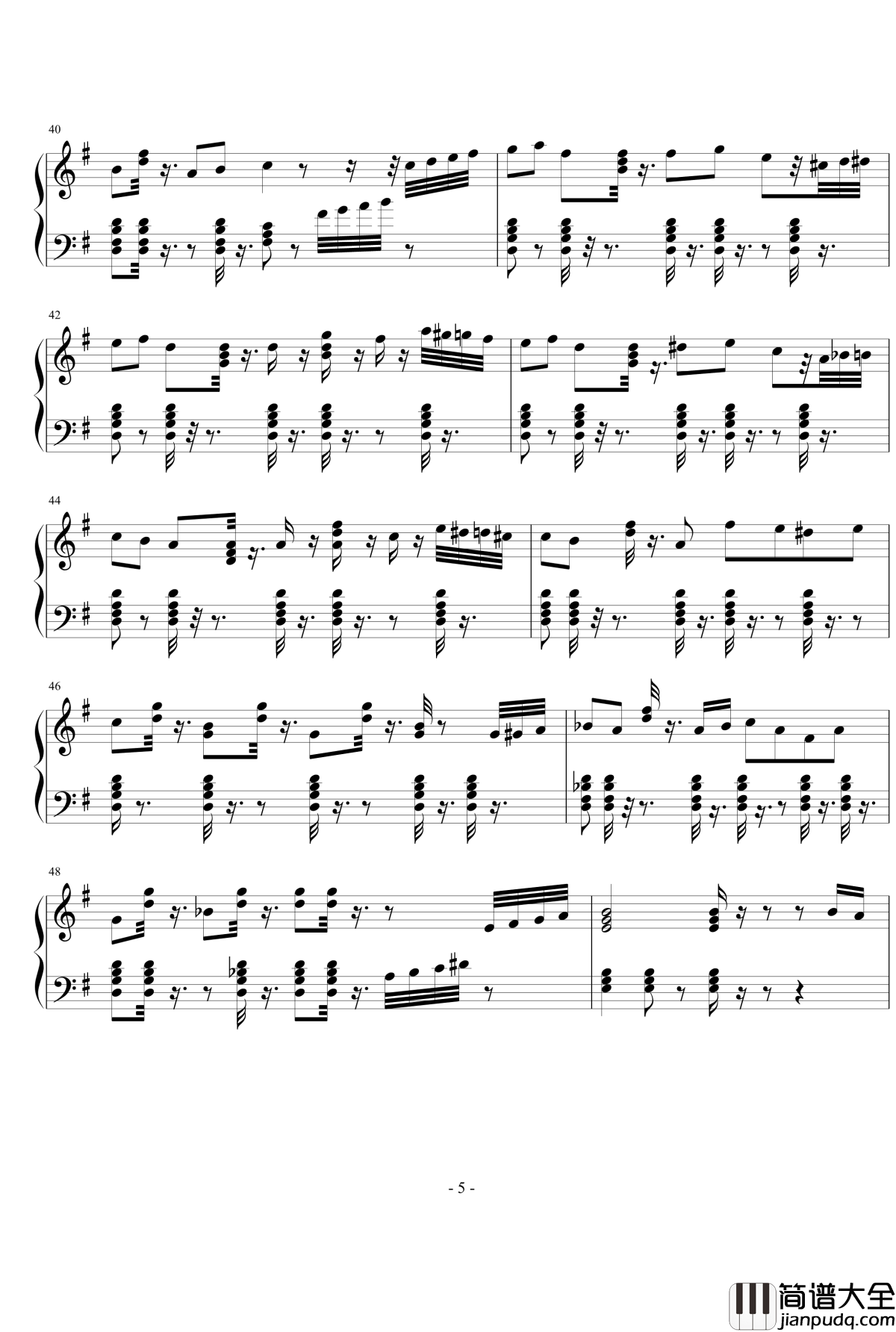 G大调潜水探戈钢琴谱_EdwardLeon