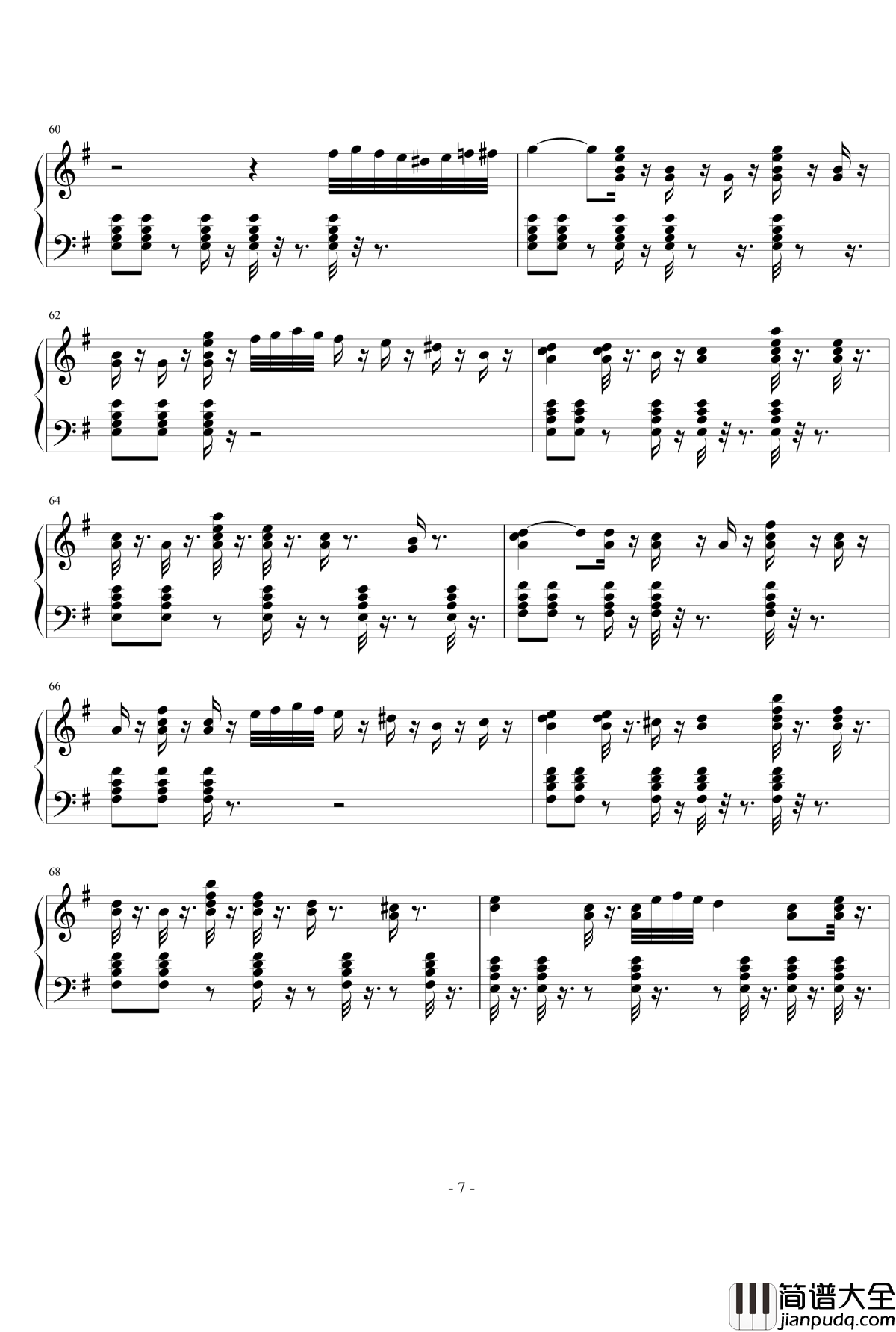 G大调潜水探戈钢琴谱_EdwardLeon