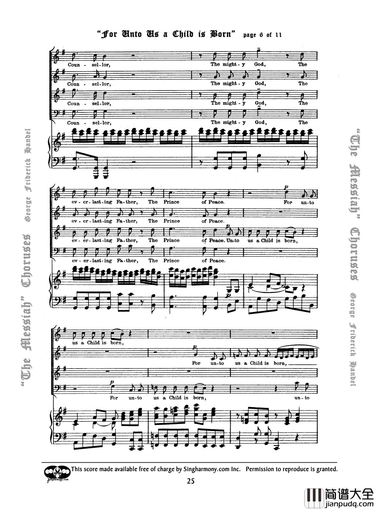 For_unto_us_a_Child_is_born钢琴谱_Handel