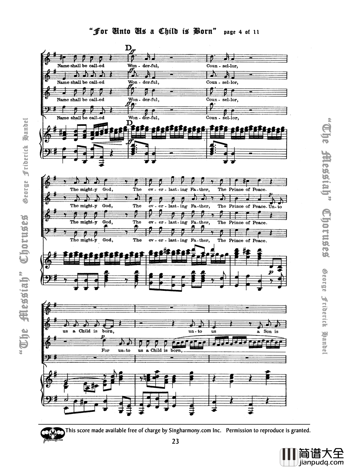 For_unto_us_a_Child_is_born钢琴谱_Handel