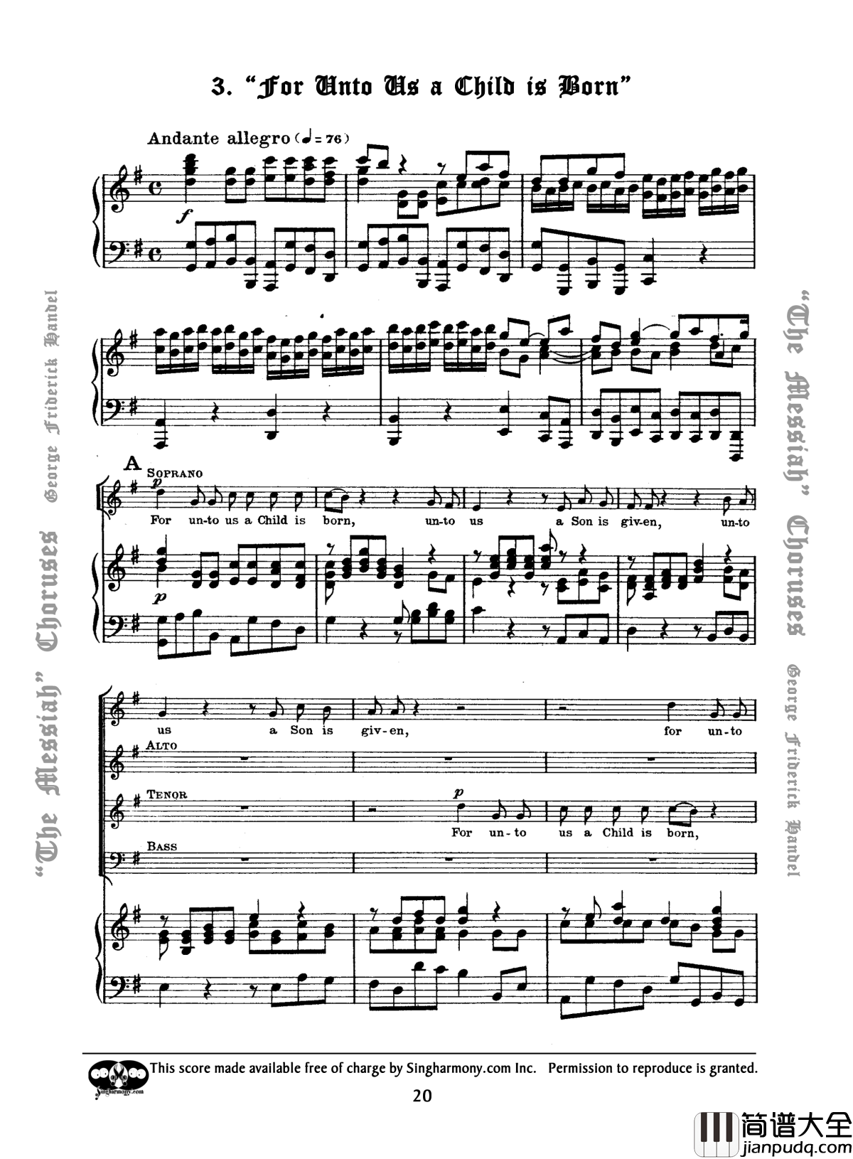 For_unto_us_a_Child_is_born钢琴谱_Handel