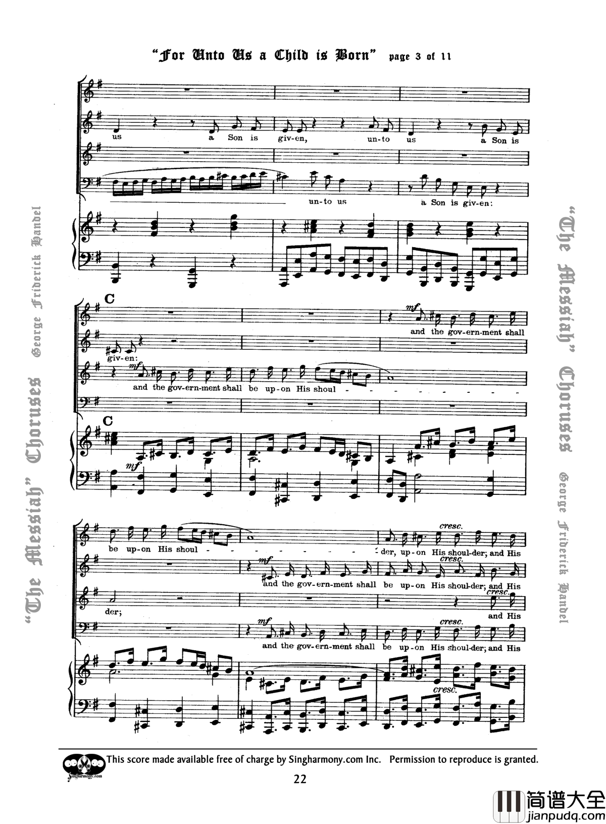 For_unto_us_a_Child_is_born钢琴谱_Handel
