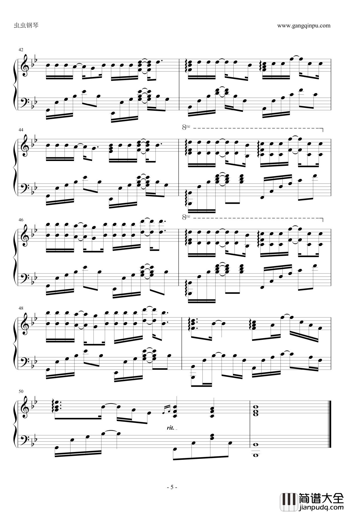 小风波钢琴谱_谭咏麟