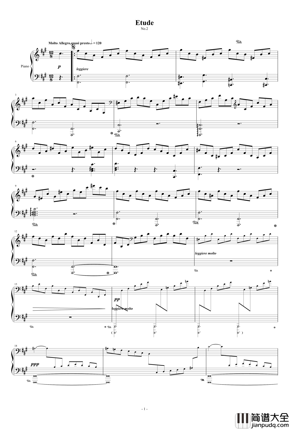 Etude.2钢琴谱_音乐盒1yh