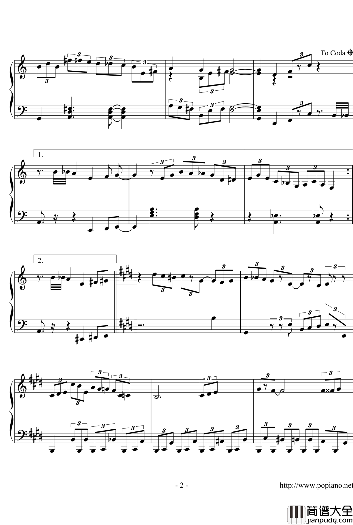 从白跑到黑钢琴谱_张擎