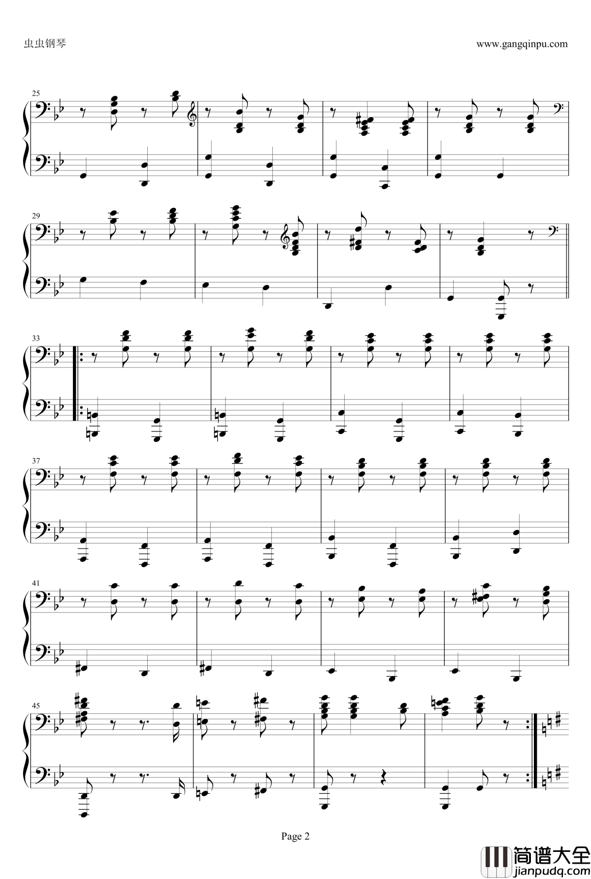 匈牙利舞曲第五号B调低音部钢琴谱_四手联弹_勃拉姆斯_Brahms