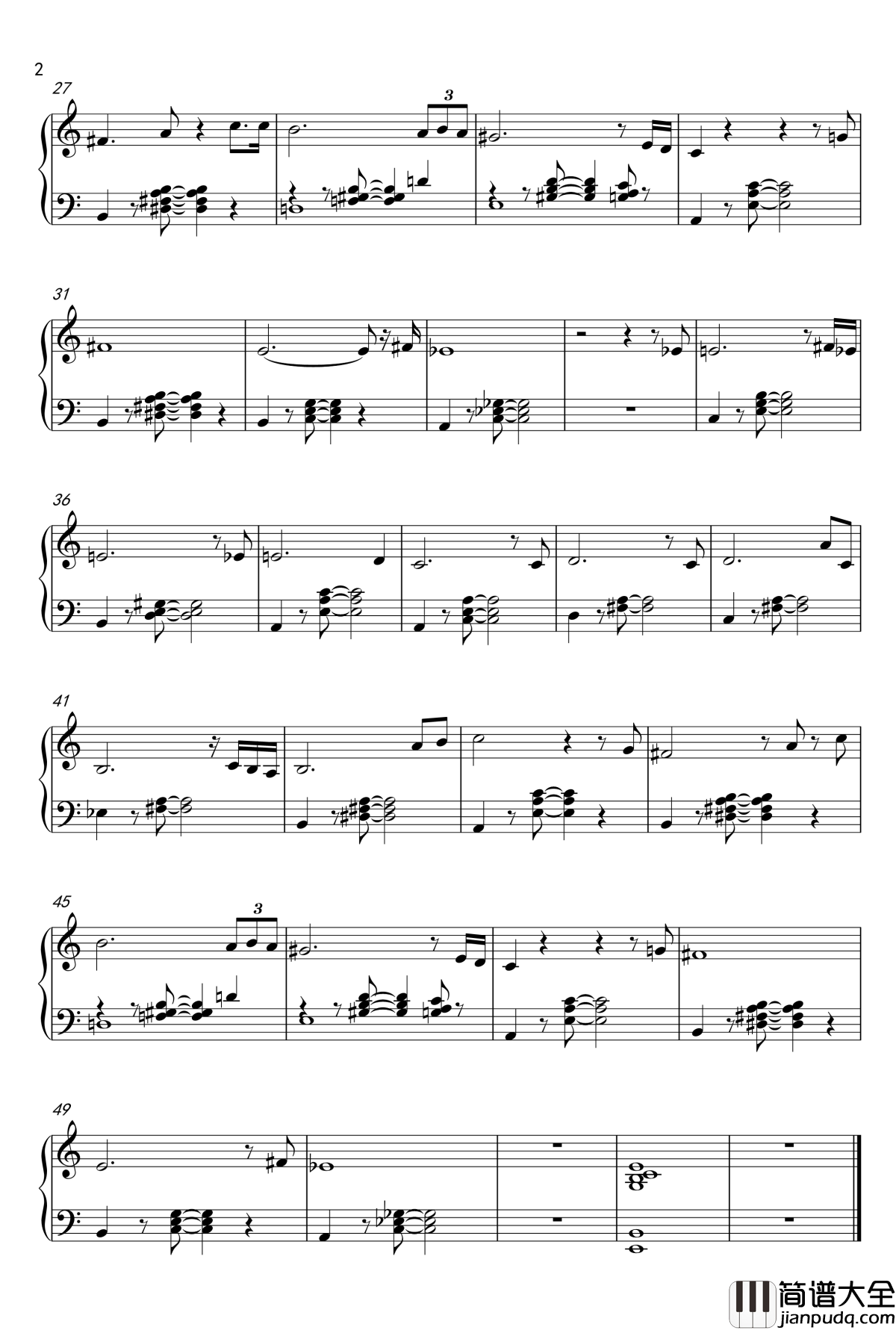 Missing钢琴谱_FangDong