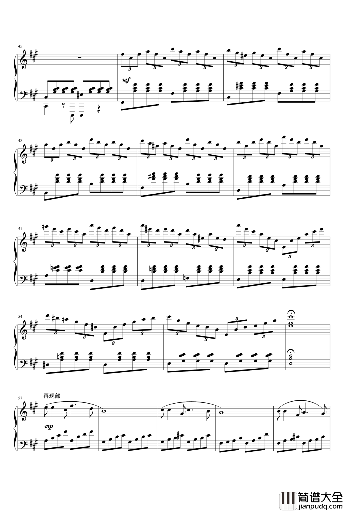 A大调钢琴奏鸣曲钢琴谱_雨田