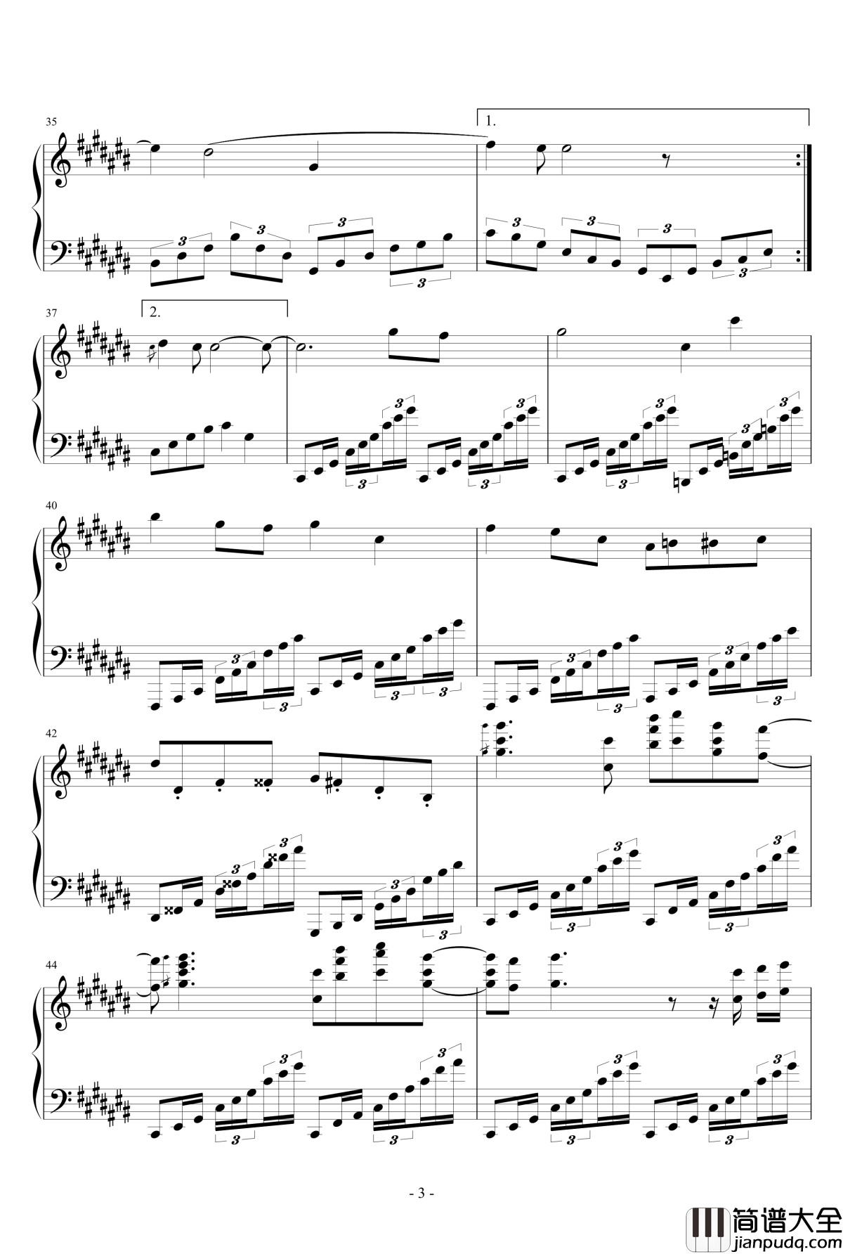 愛下是友钢琴谱_airoad