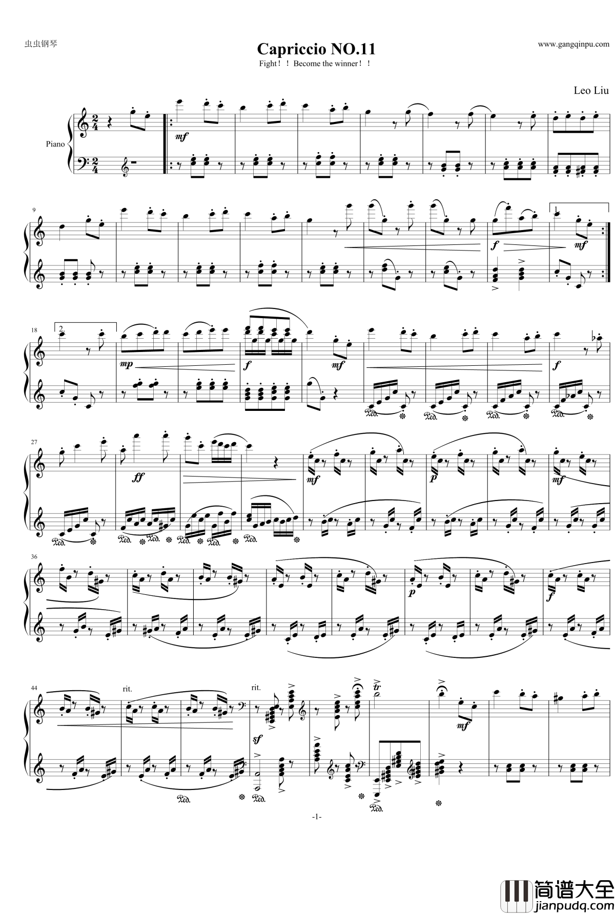 随想曲11钢琴谱_迎战_灵动无痕