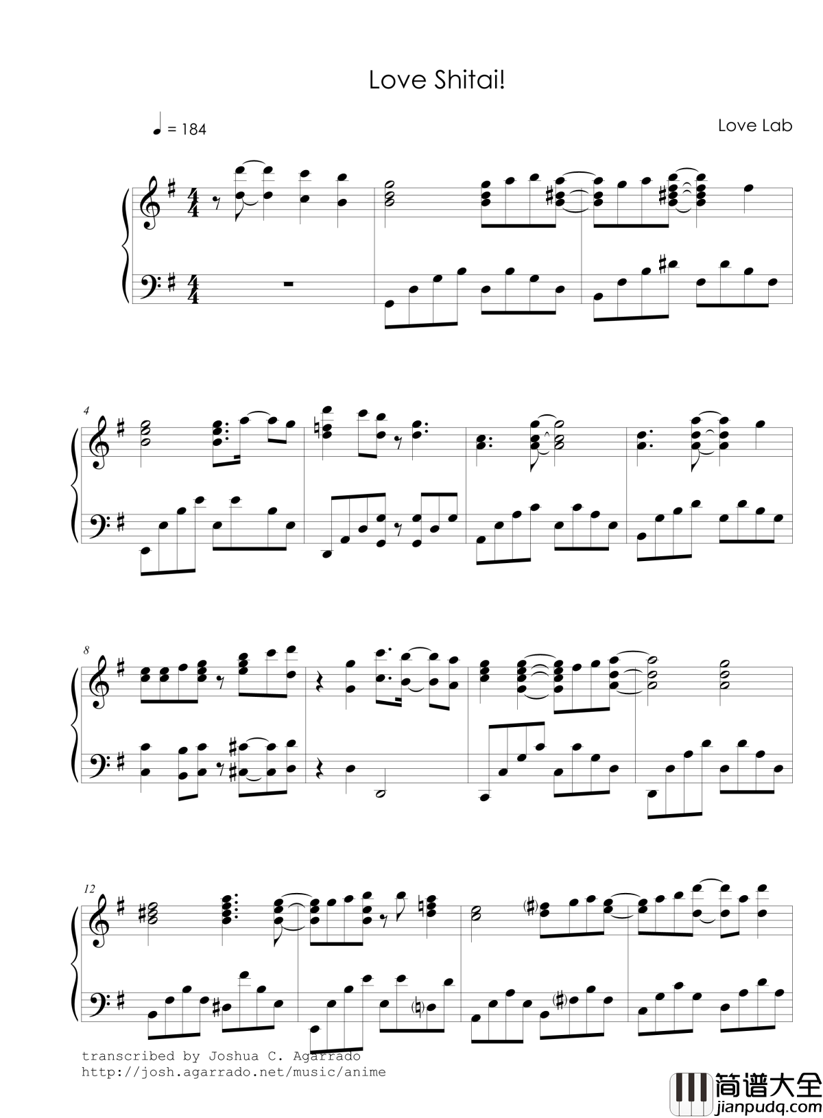 恋爱研究所OP钢琴谱_娜娜