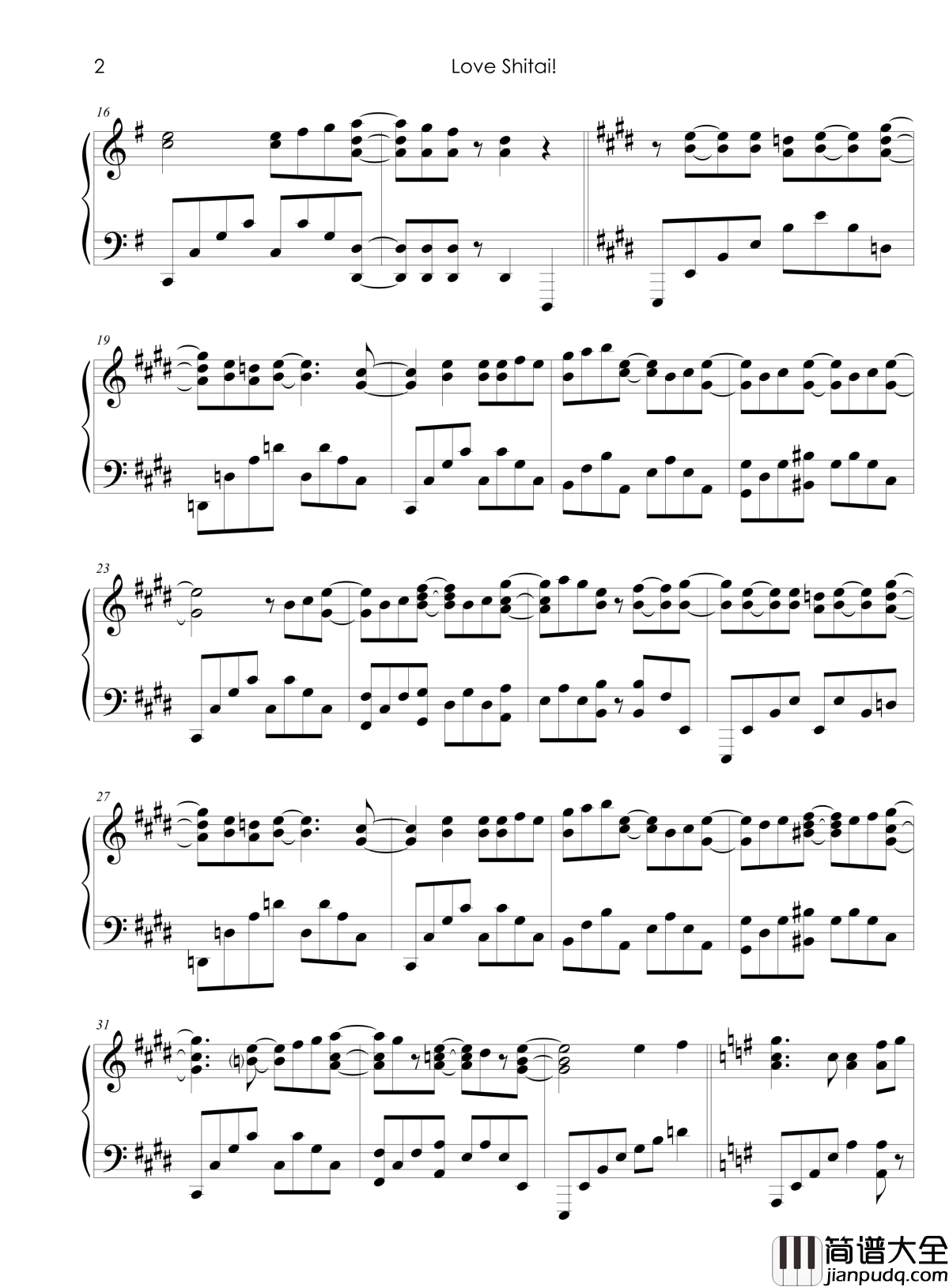 恋爱研究所OP钢琴谱_娜娜