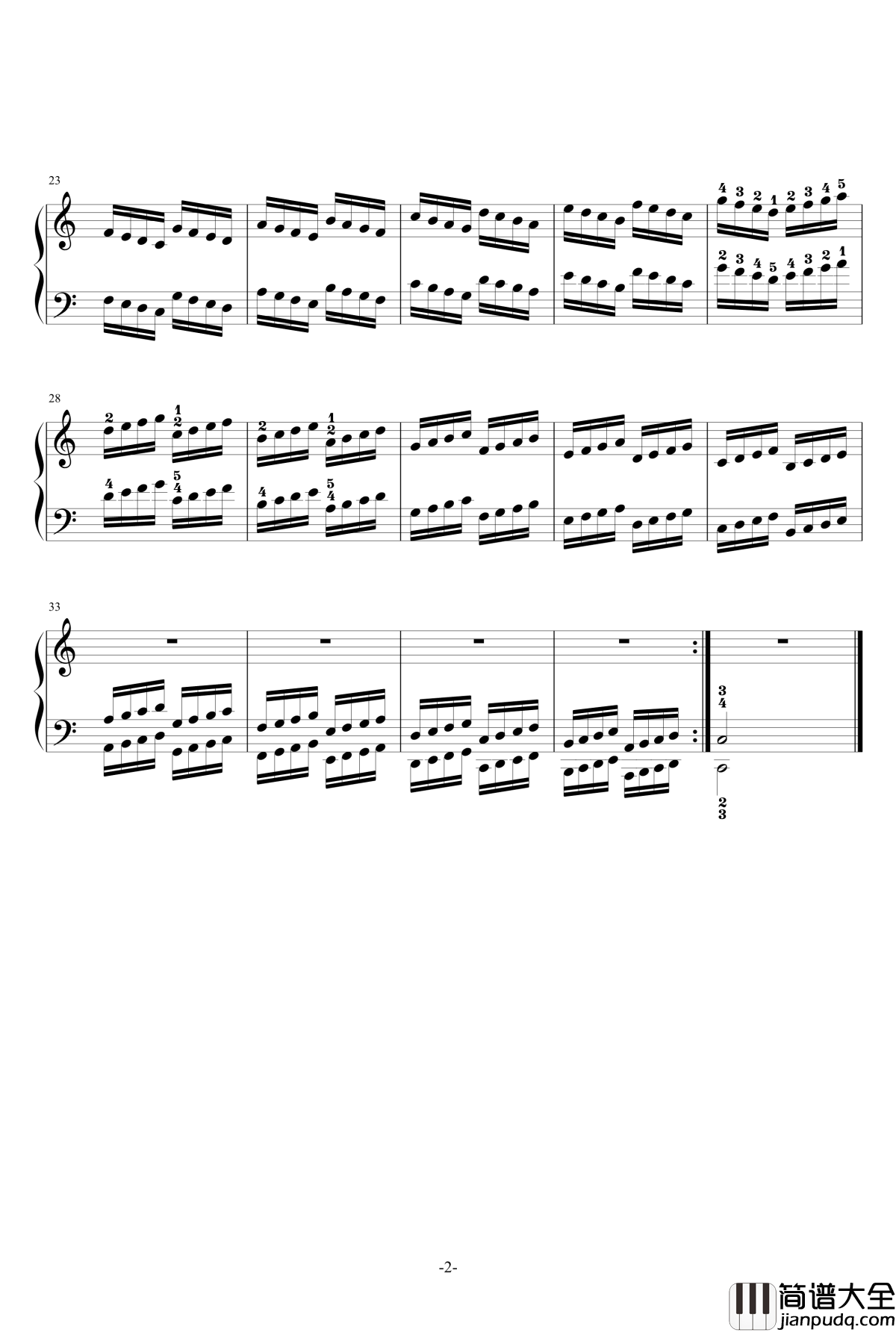 音阶手指手型练习曲钢琴谱_田献