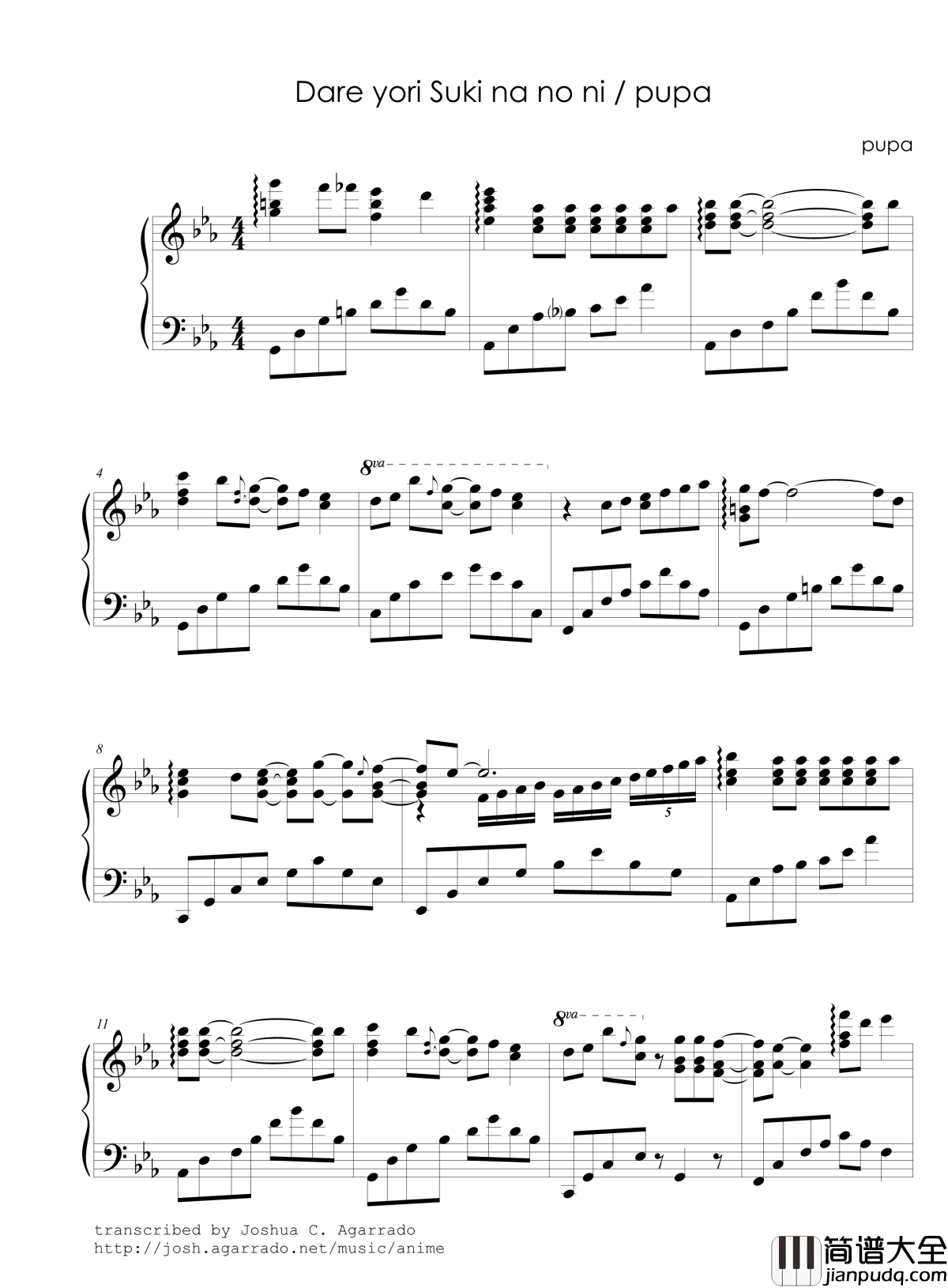 动漫Pupa_OP/ED钢琴谱_娜娜_Pupa