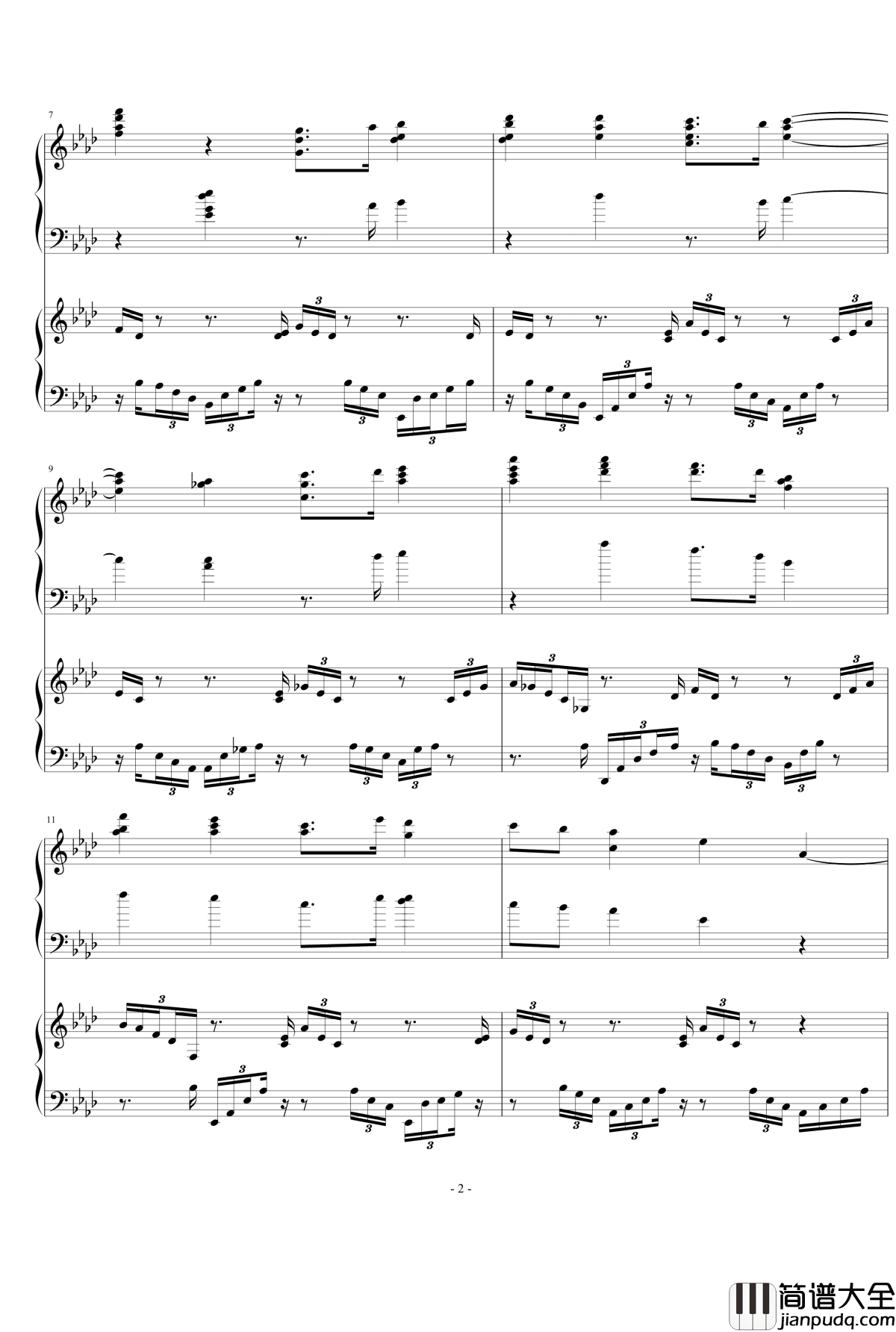 降A大调练习曲钢琴谱_nyride