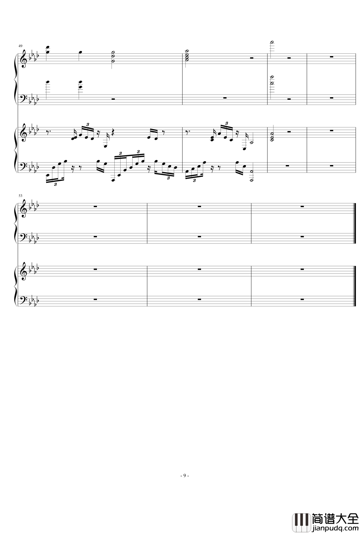 降A大调练习曲钢琴谱_nyride