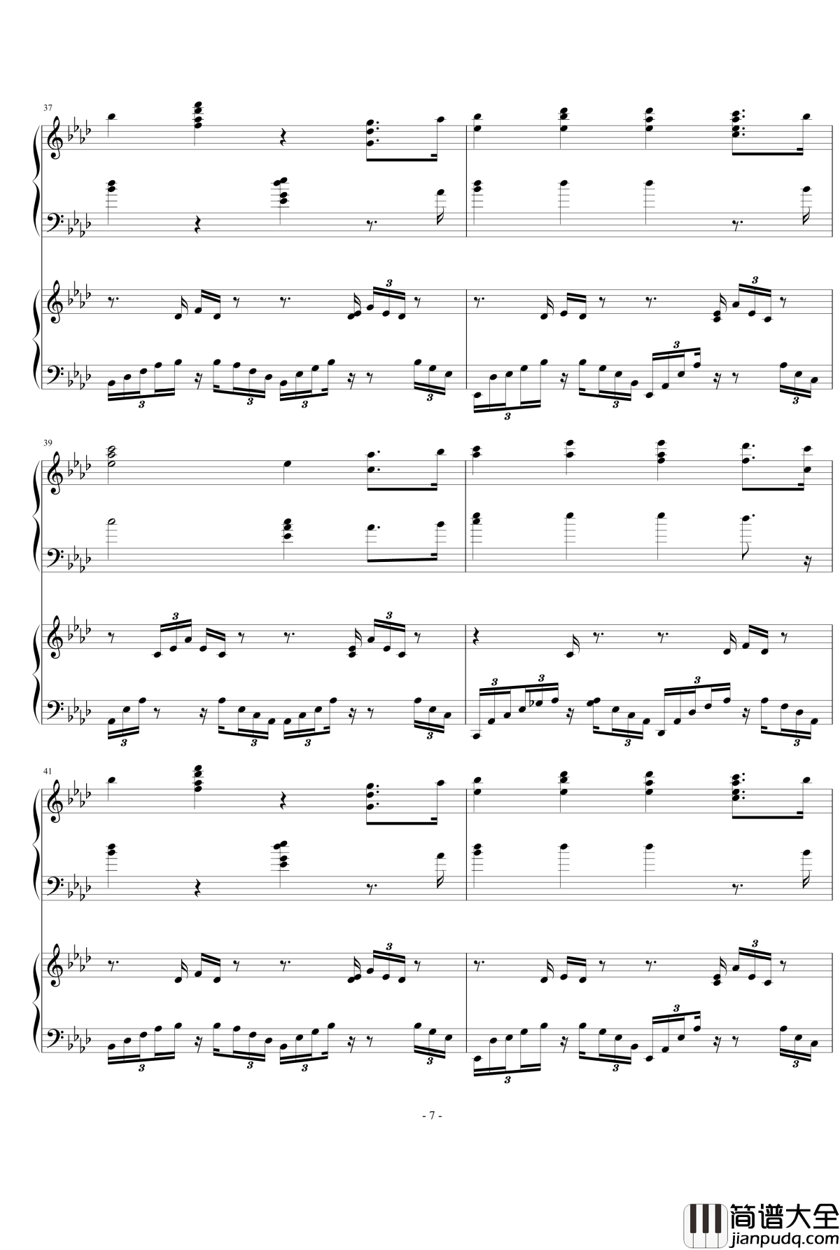 降A大调练习曲钢琴谱_nyride