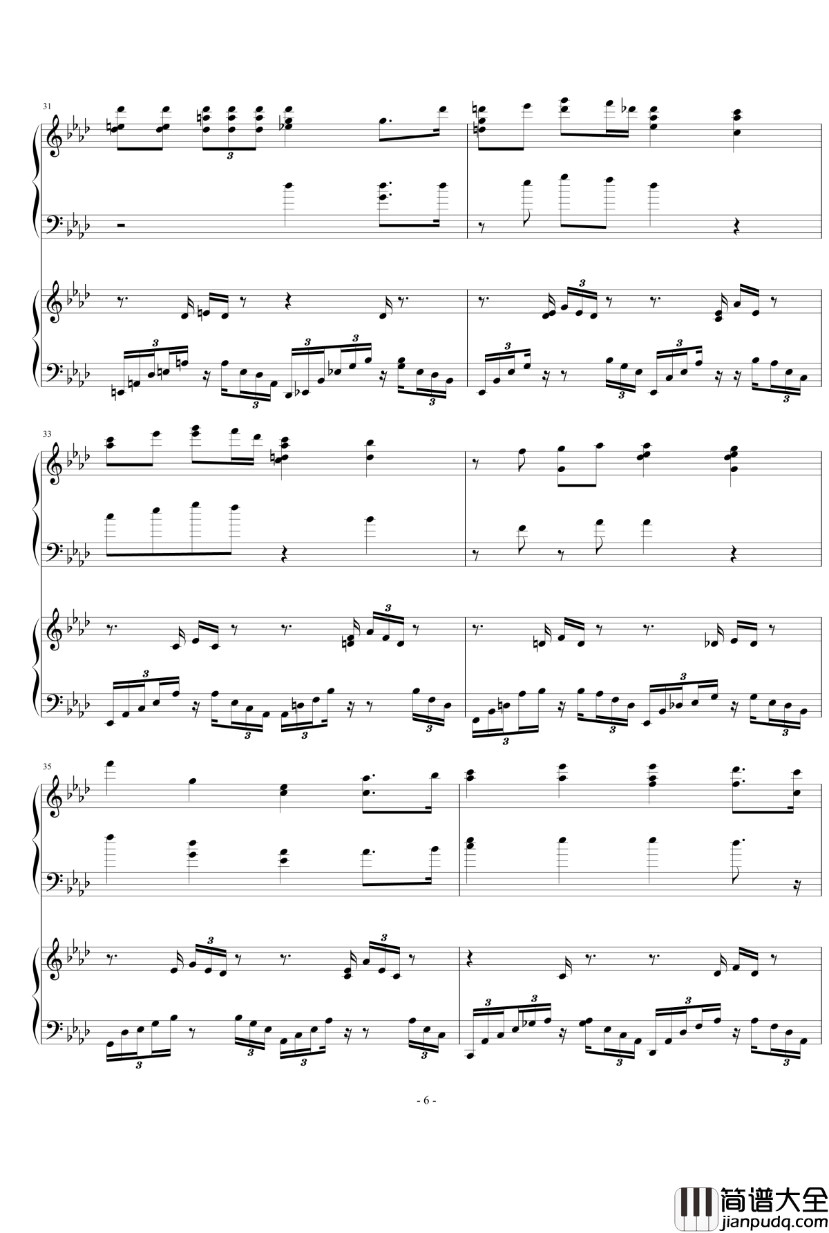 降A大调练习曲钢琴谱_nyride