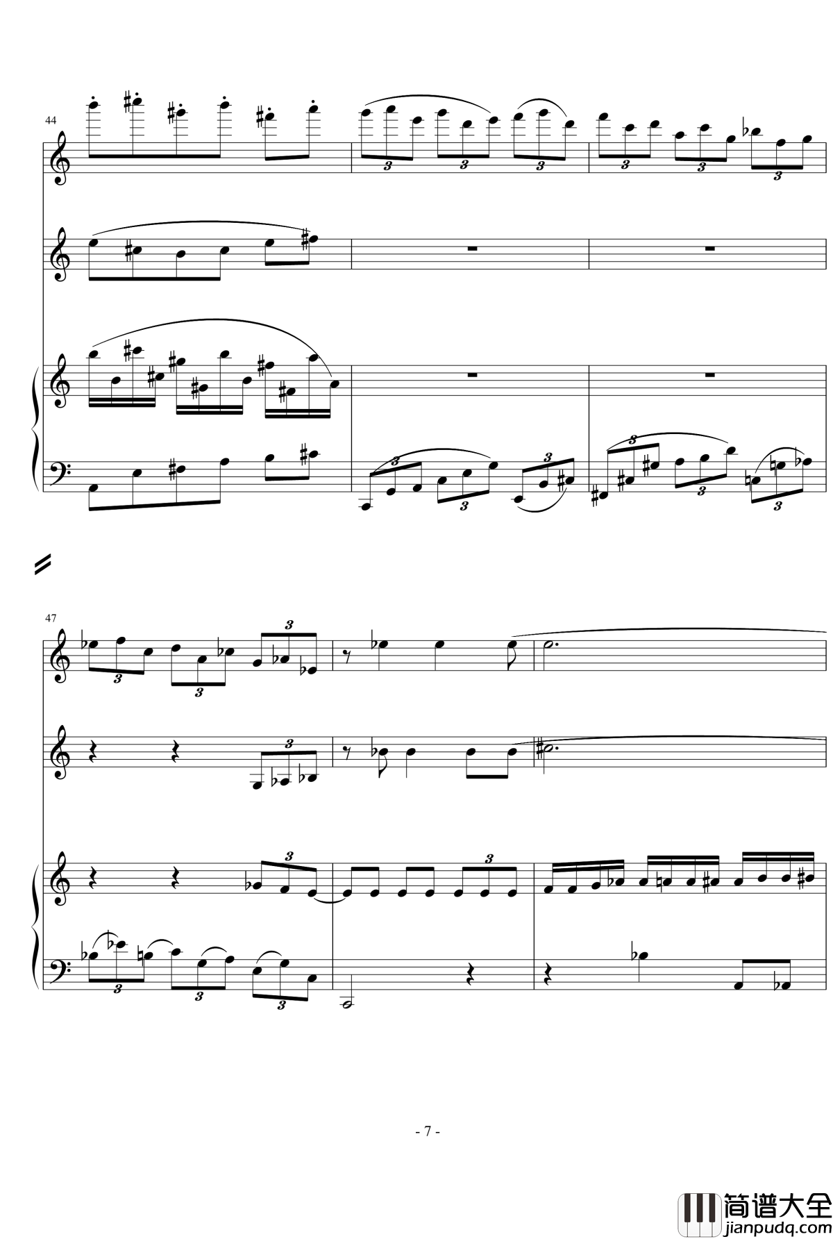 木鱼舞钢琴谱_室内乐_流行追梦人