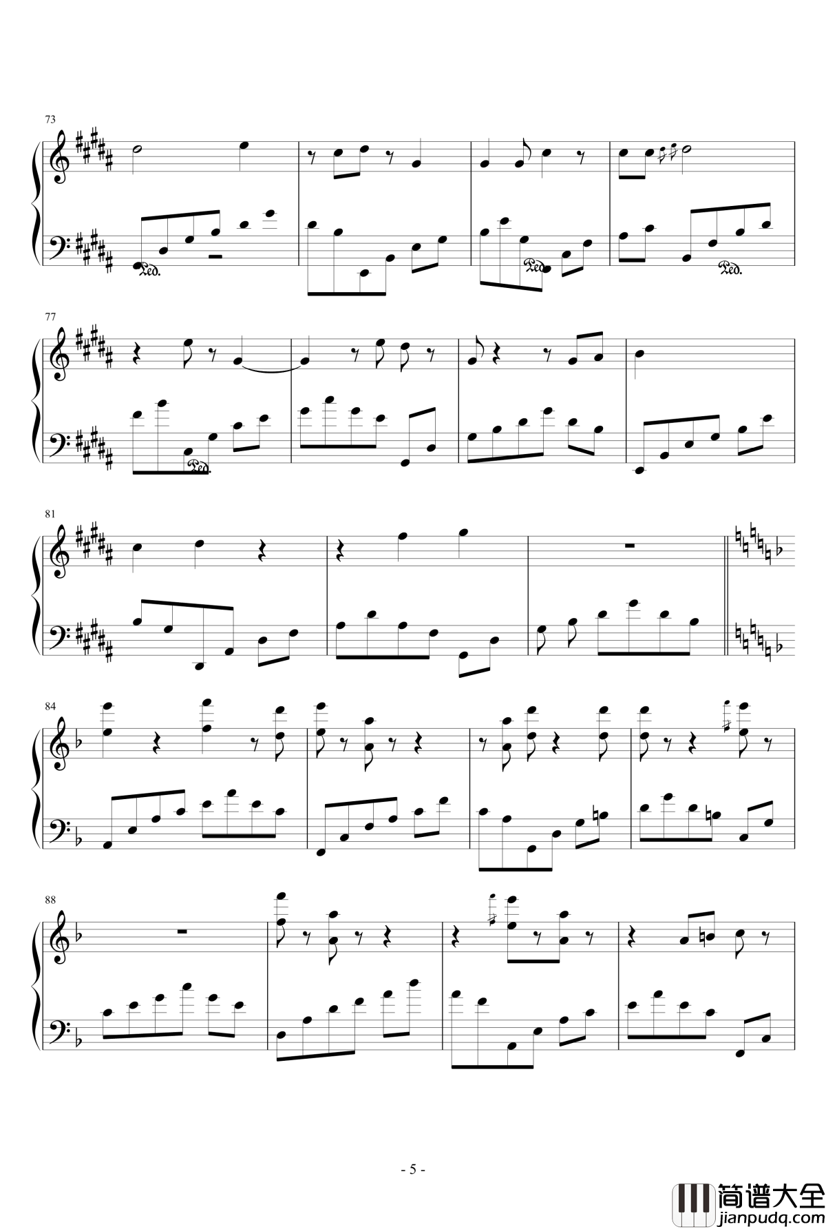 永恒的徜徉钢琴谱_月之迷雾乀