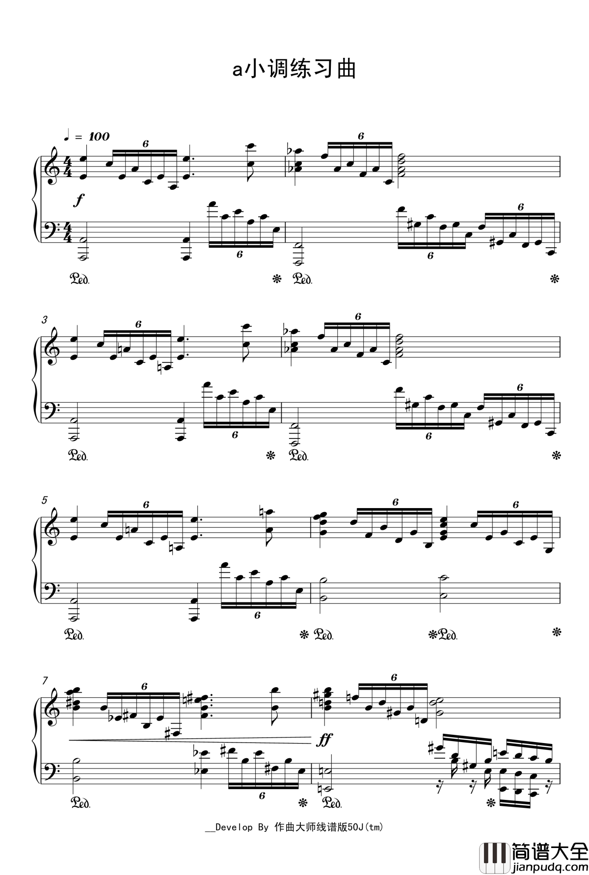 原创：a小调练习曲钢琴谱_nyride