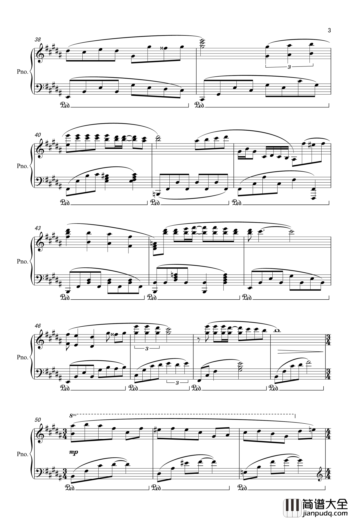 我钢琴谱_张国荣_原调B大调