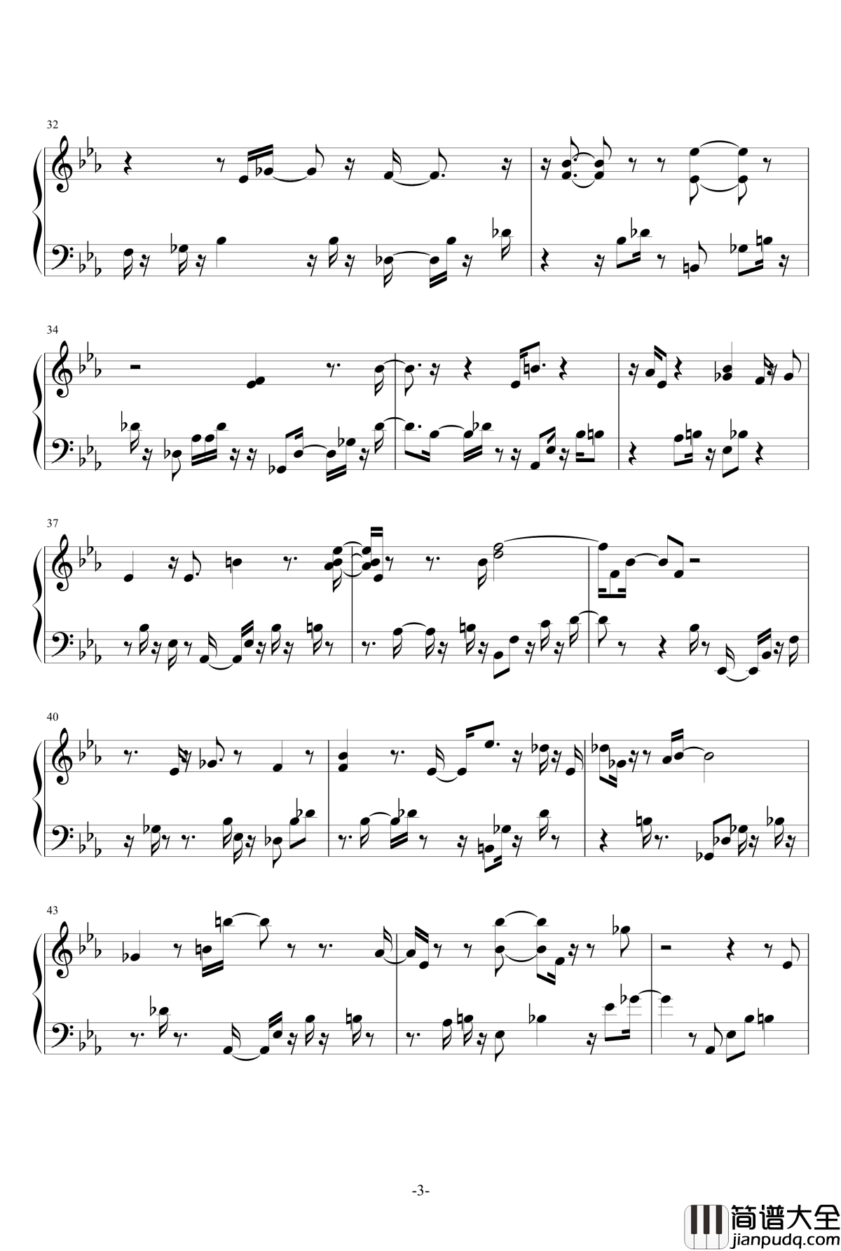 落雨大悲伤版钢琴谱_林飞腾