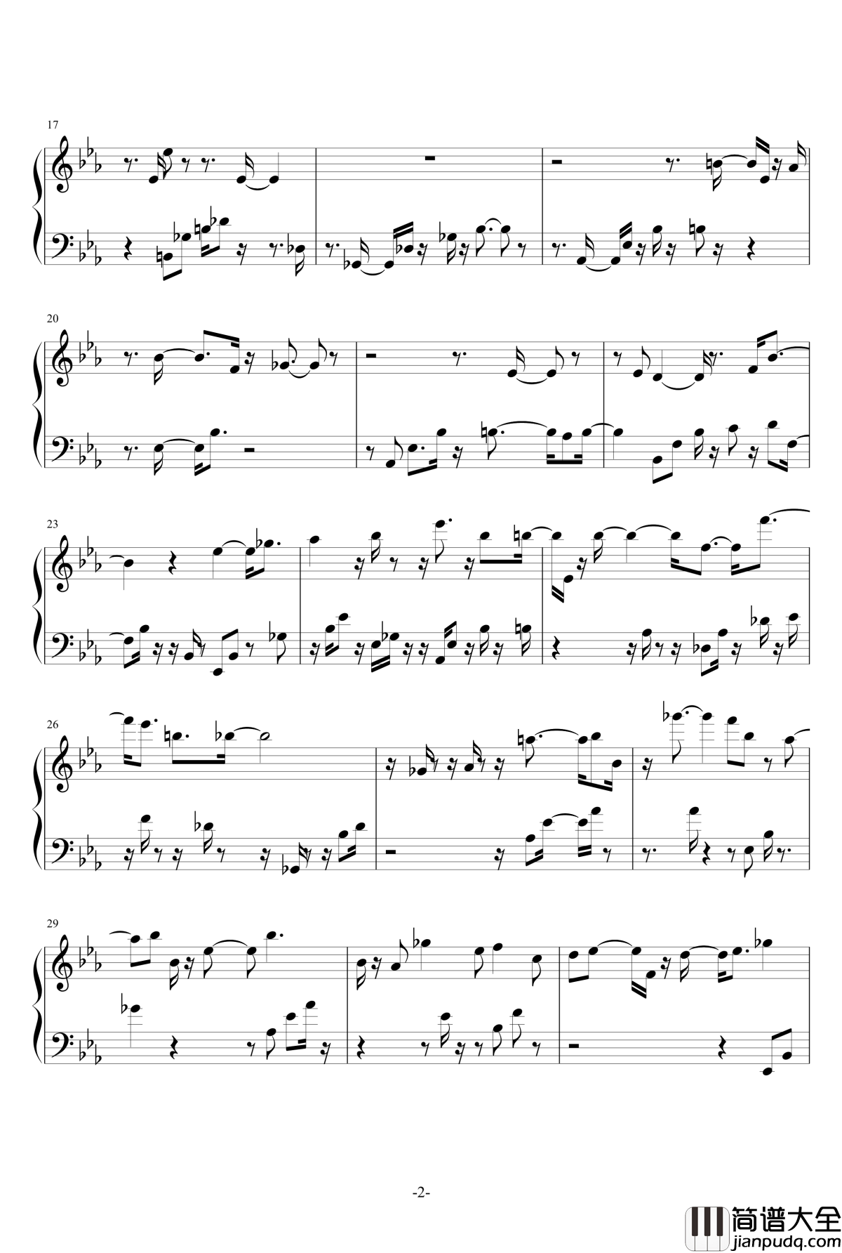 落雨大悲伤版钢琴谱_林飞腾