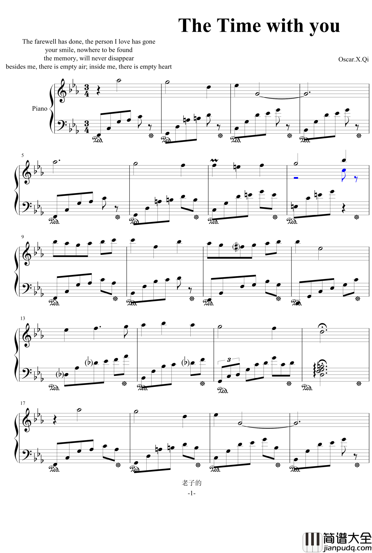 the_time_with_you钢琴谱_fulanckyce