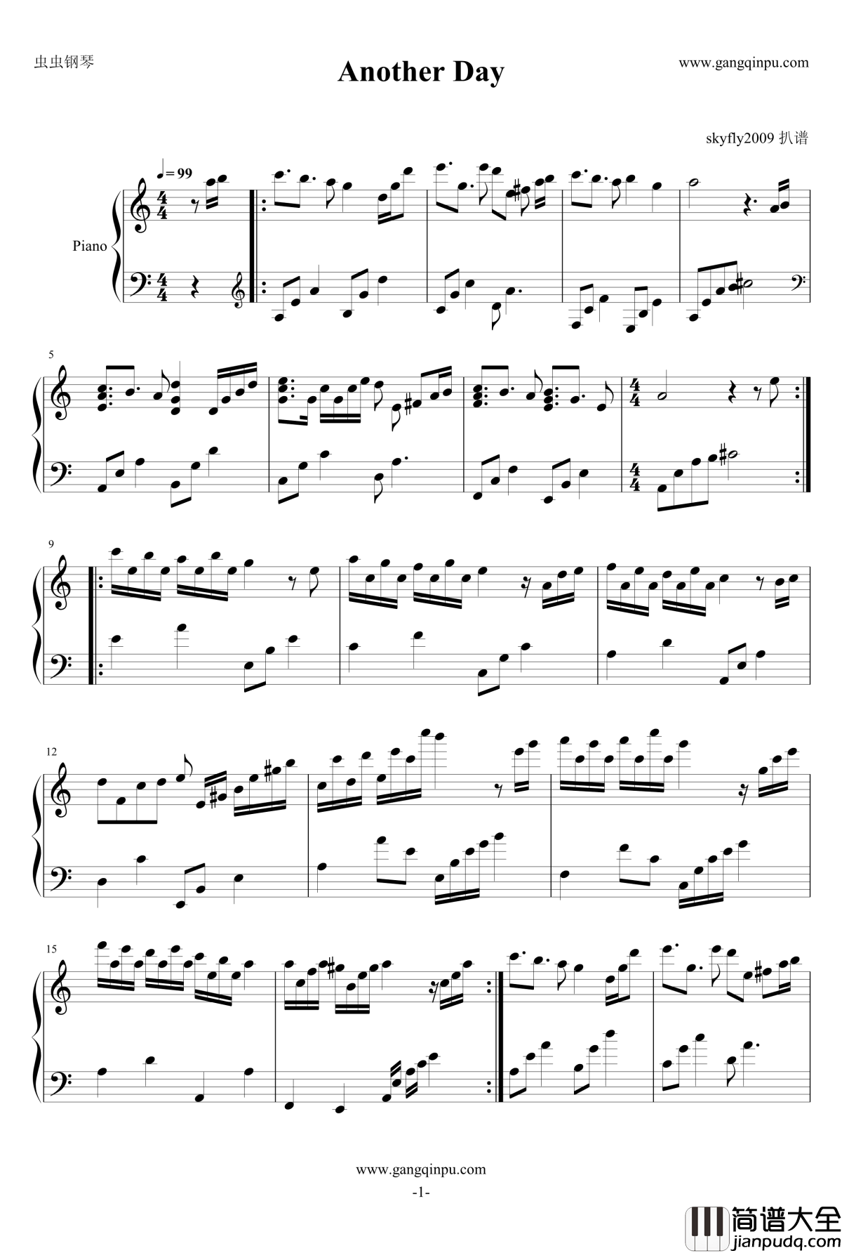 Another_Day钢琴谱_Lene_Marlin
