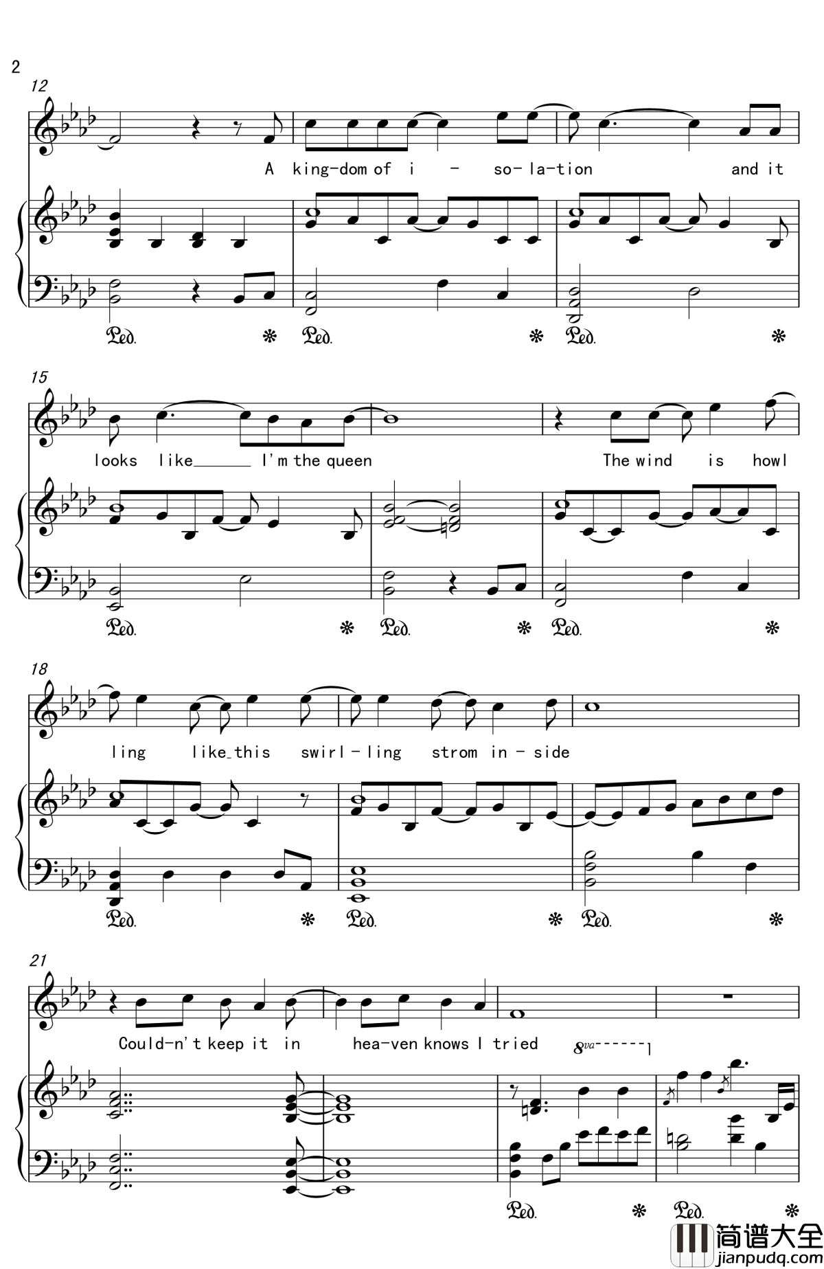 Let_It_Go钢琴谱_Idina_Menzel_冰雪奇缘