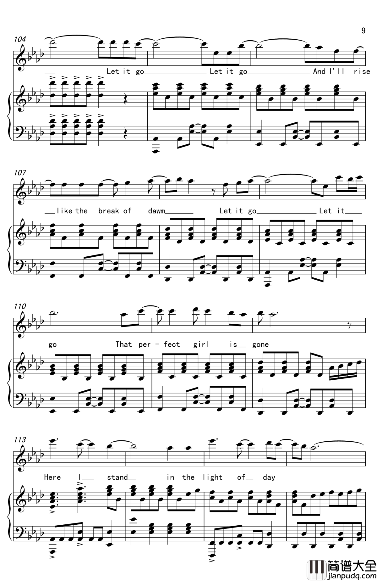 Let_It_Go钢琴谱_Idina_Menzel_冰雪奇缘