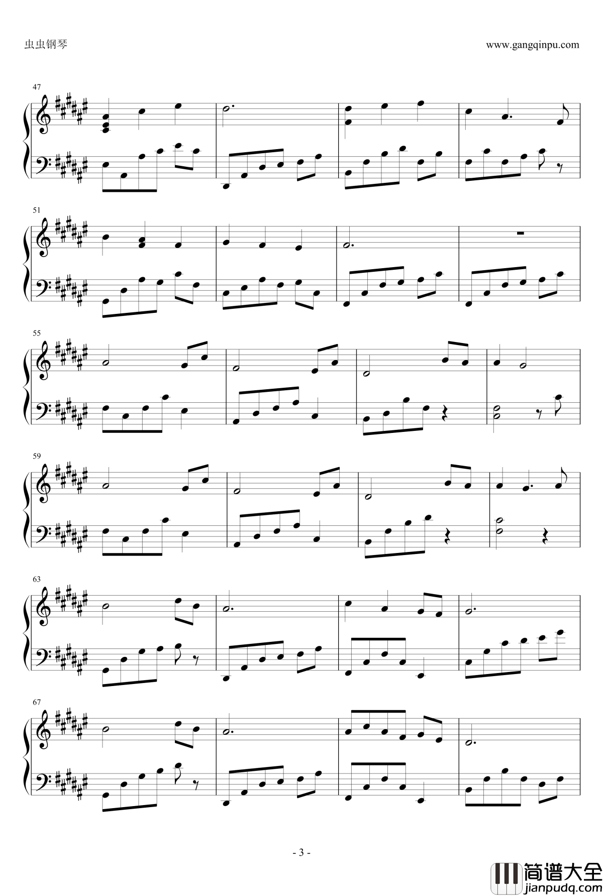 春野钢琴谱_班得瑞_Bandari