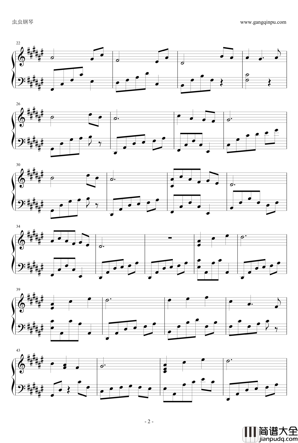 春野钢琴谱_班得瑞_Bandari