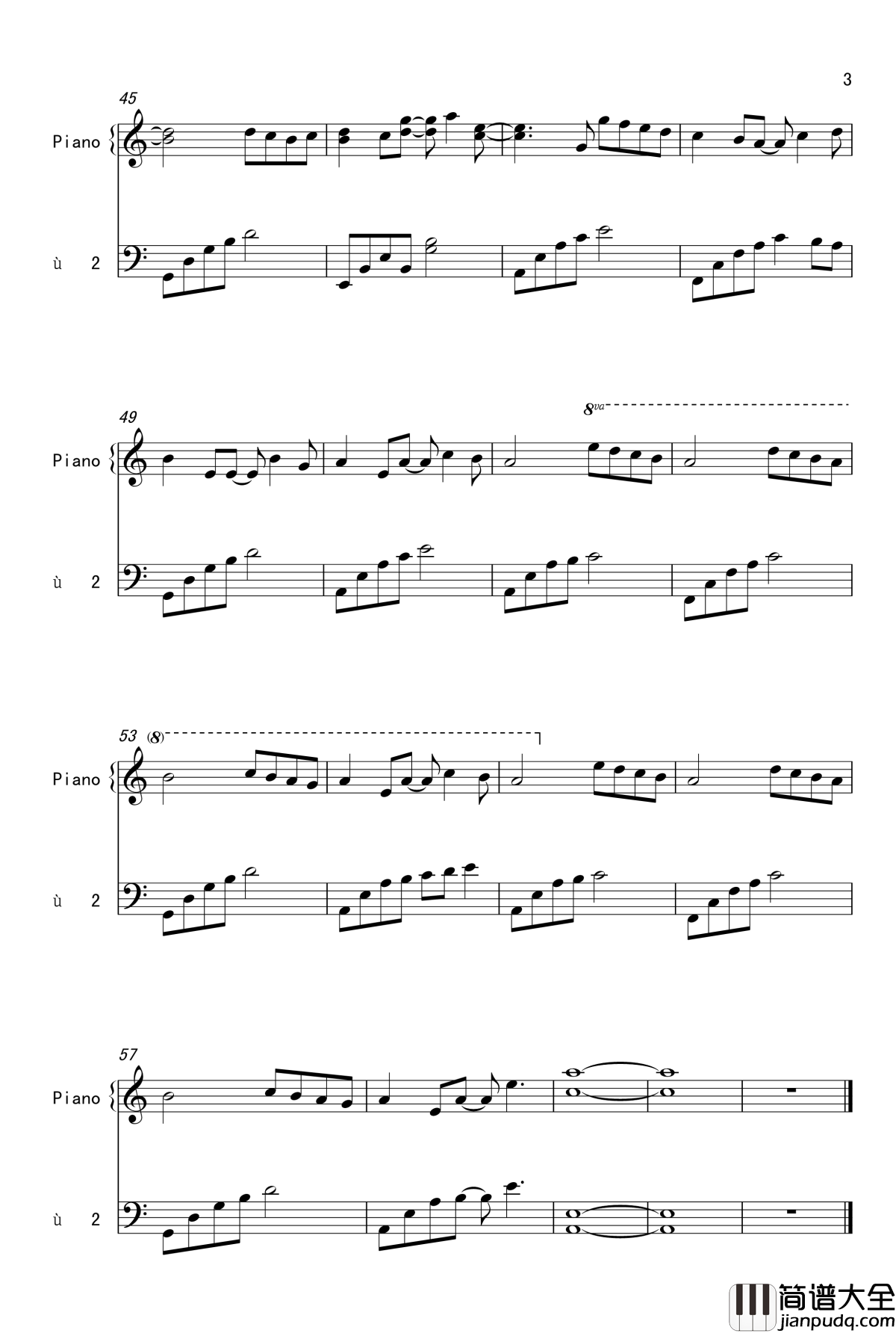 钢琴恋上了咖啡一钢琴谱_贤飘零枫