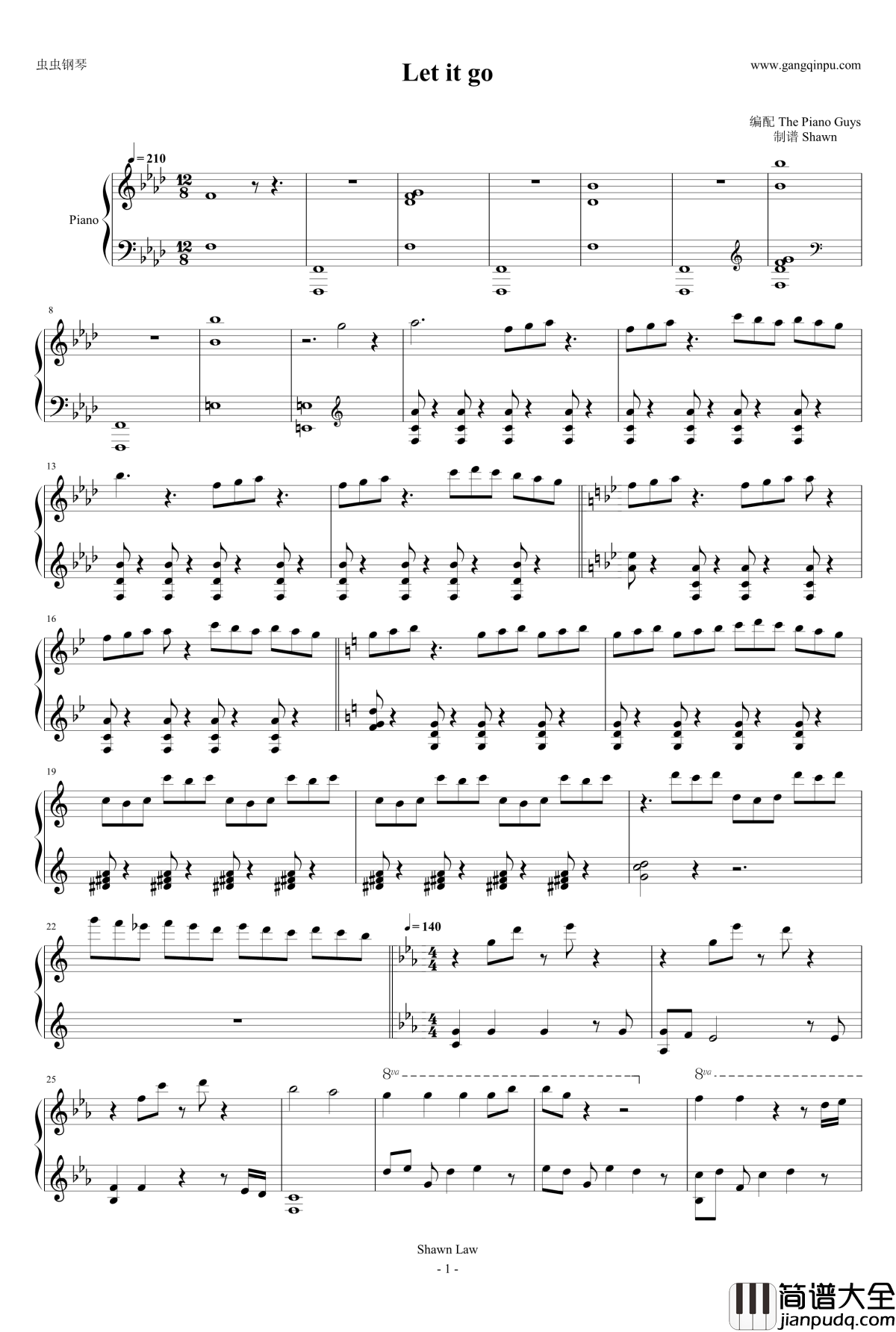 Let_it_go钢琴谱_the_piano_guys_冰雪奇缘