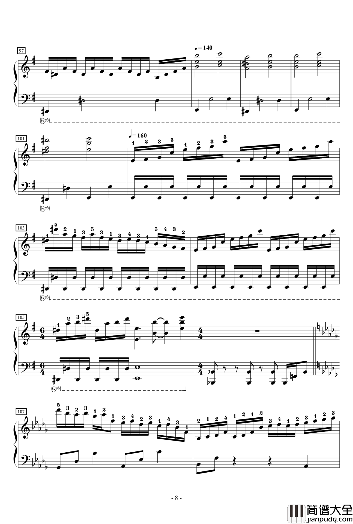 狂気の飛翔幻想響钢琴谱_88鍵盤酷使録_东方永夜抄